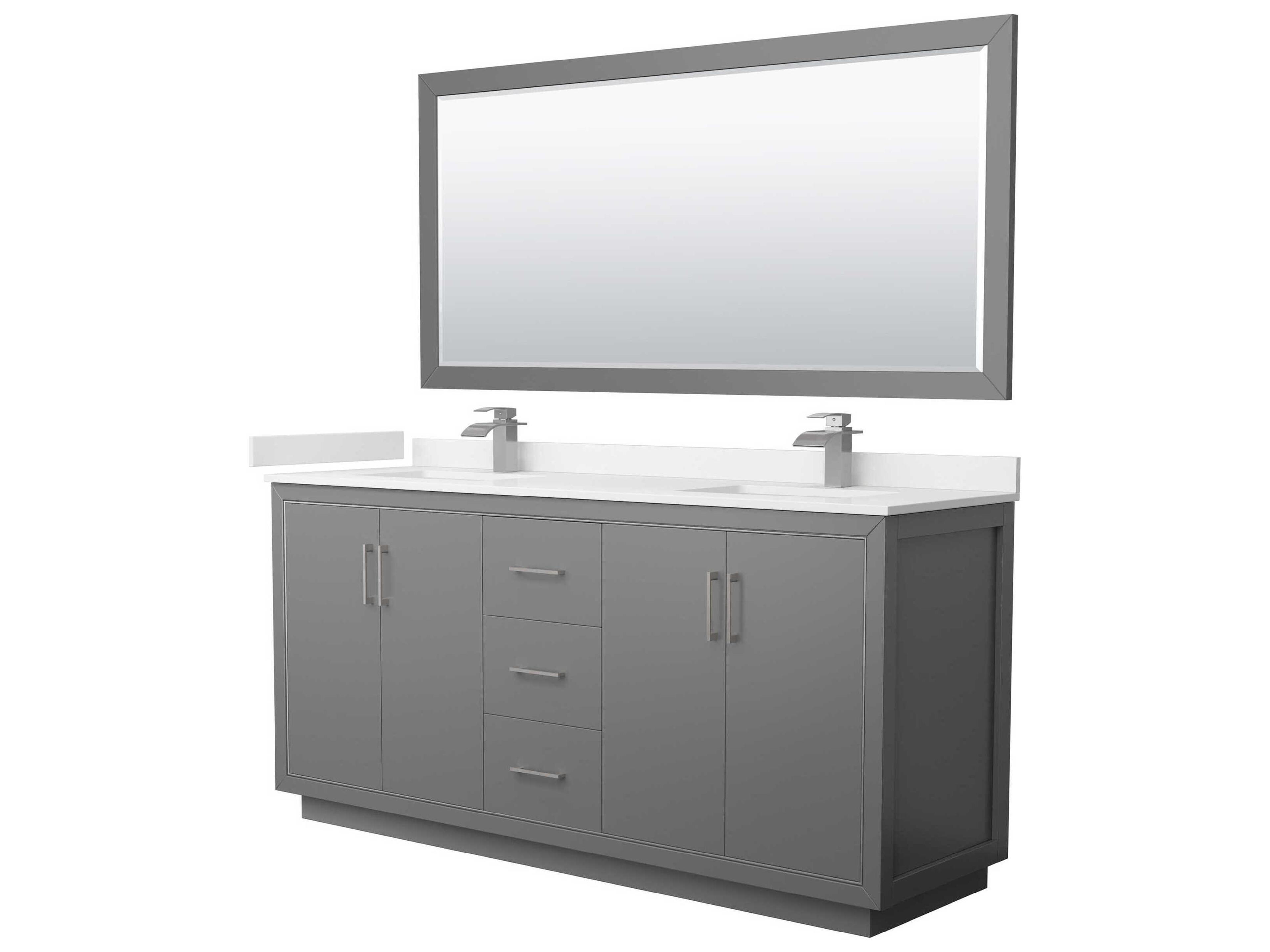 Wyndham Collection Icon 72" Dark Gray Vanity with 70" Mirror