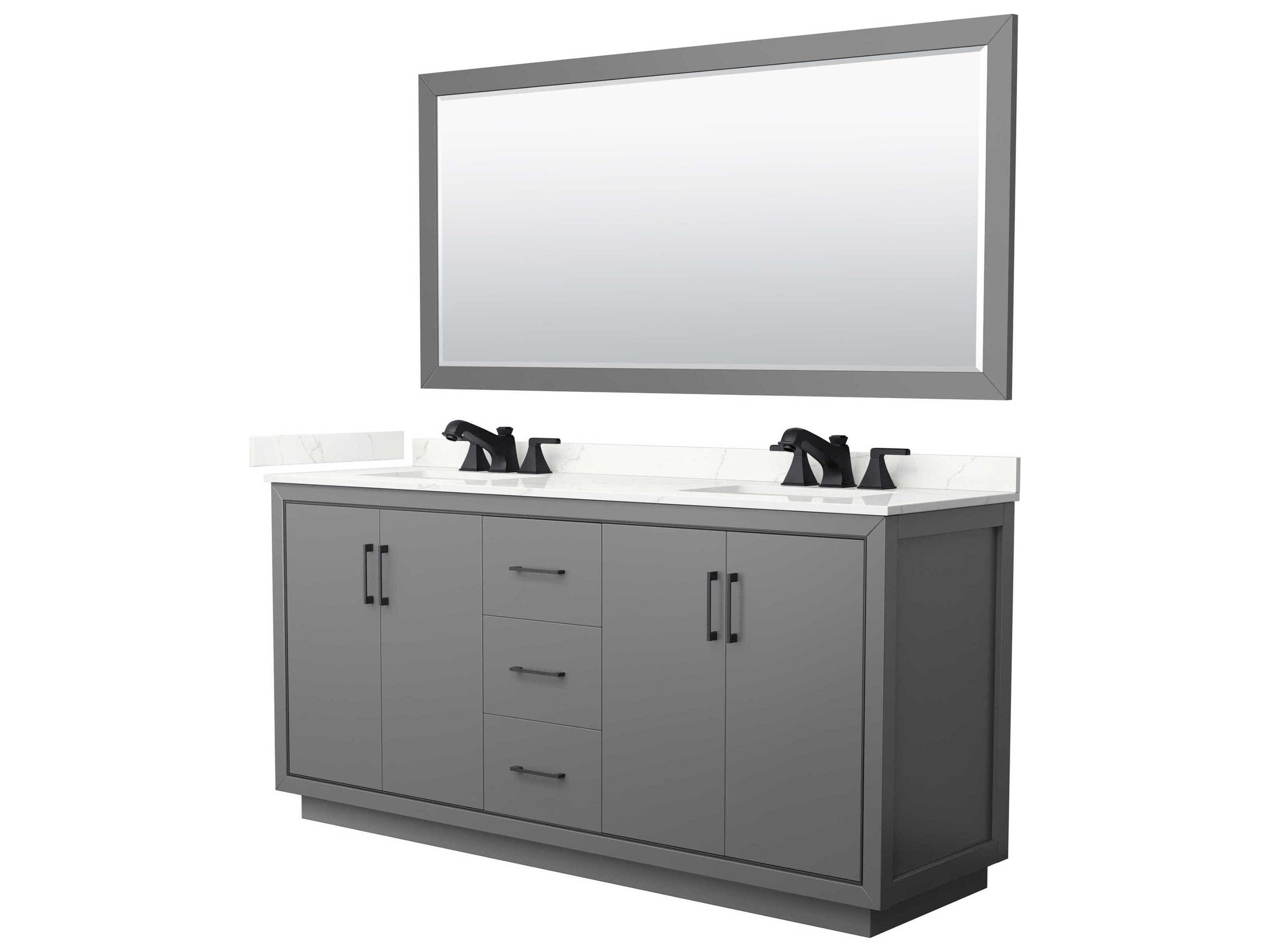 Wyndham Collection Icon 72" Dark Gray Vanity with 70" Mirror