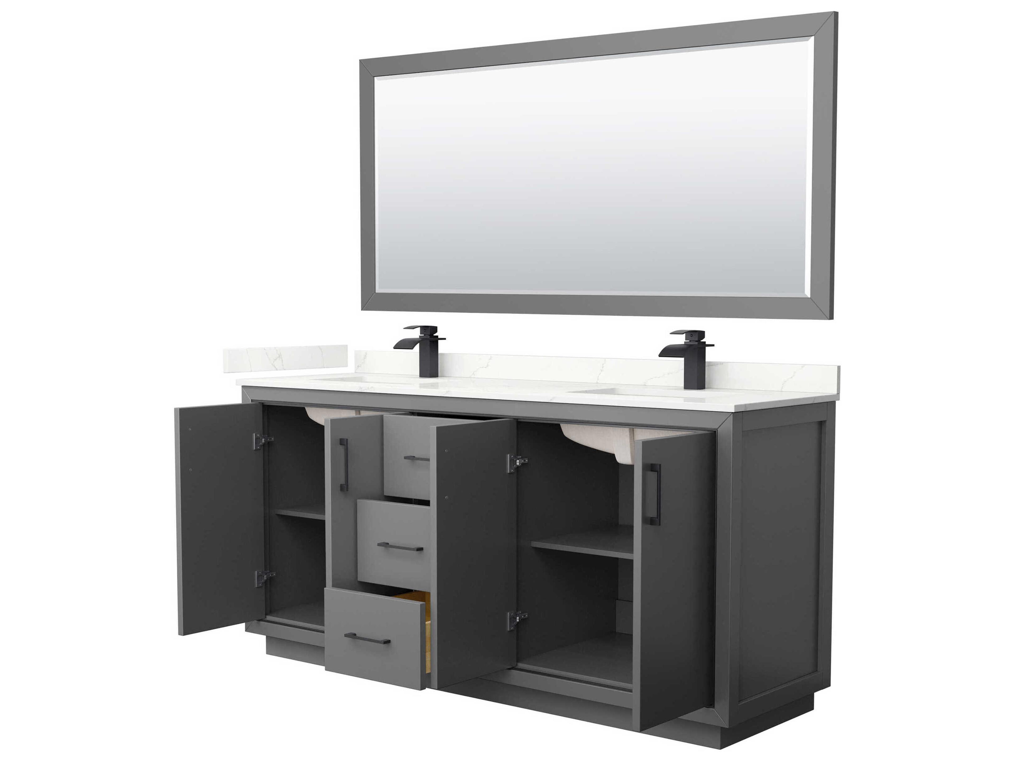 Wyndham Collection Icon 72" Dark Gray Vanity with 70" Mirror