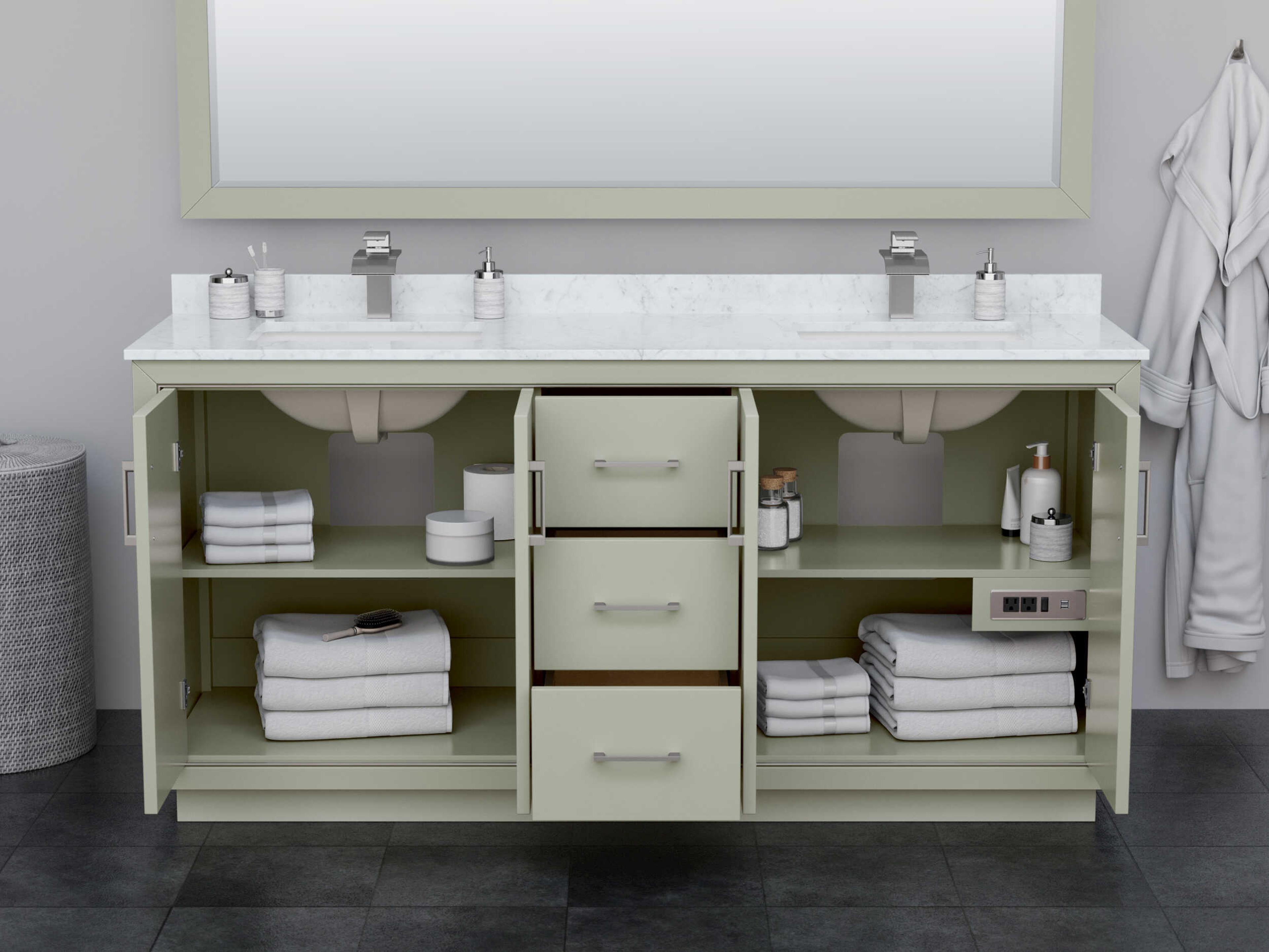 Wyndham Collection Icon 71" Light Green Vanity