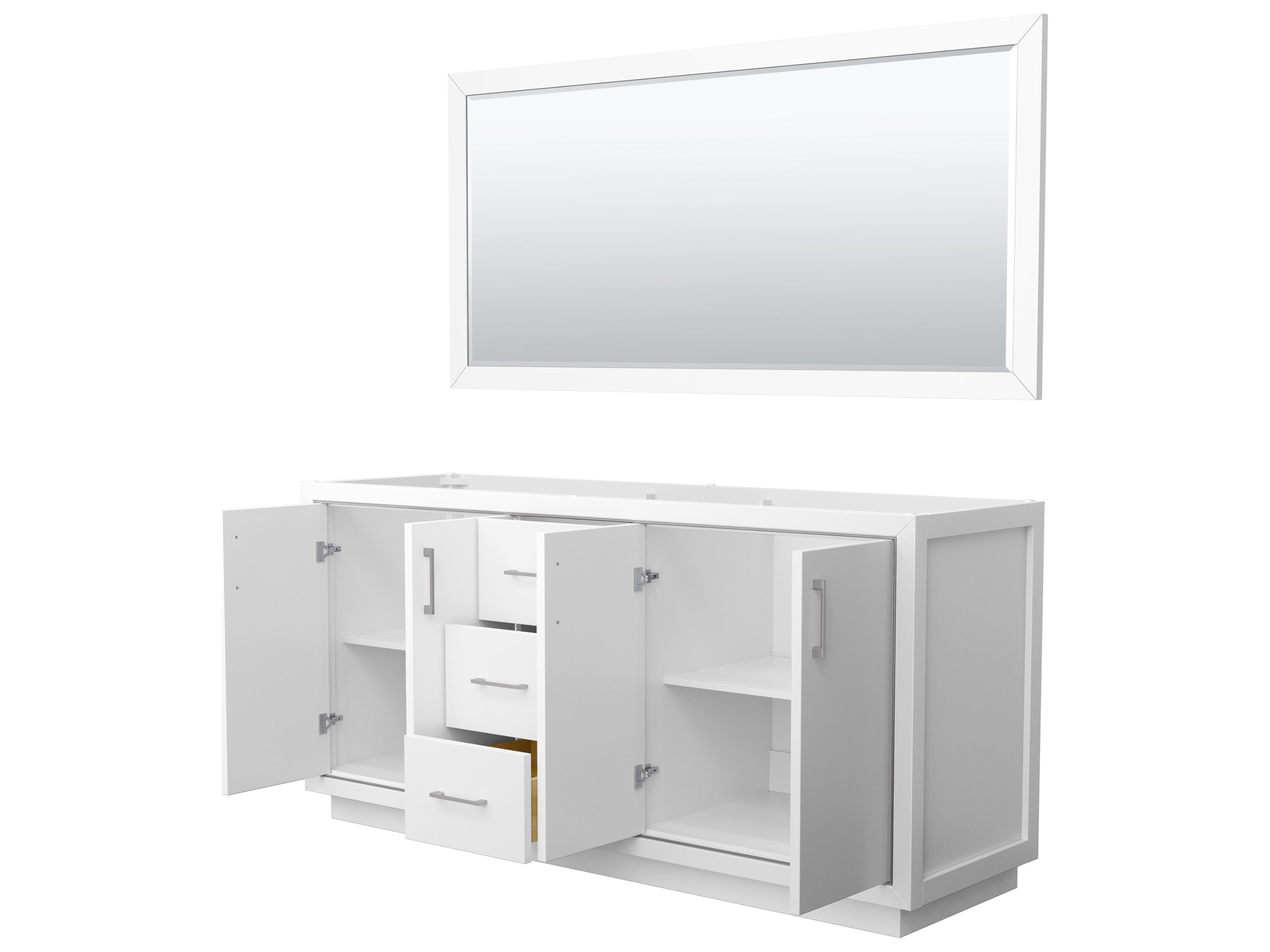 Wyndham Collection Icon 71" White Vanity with 70" Mirror