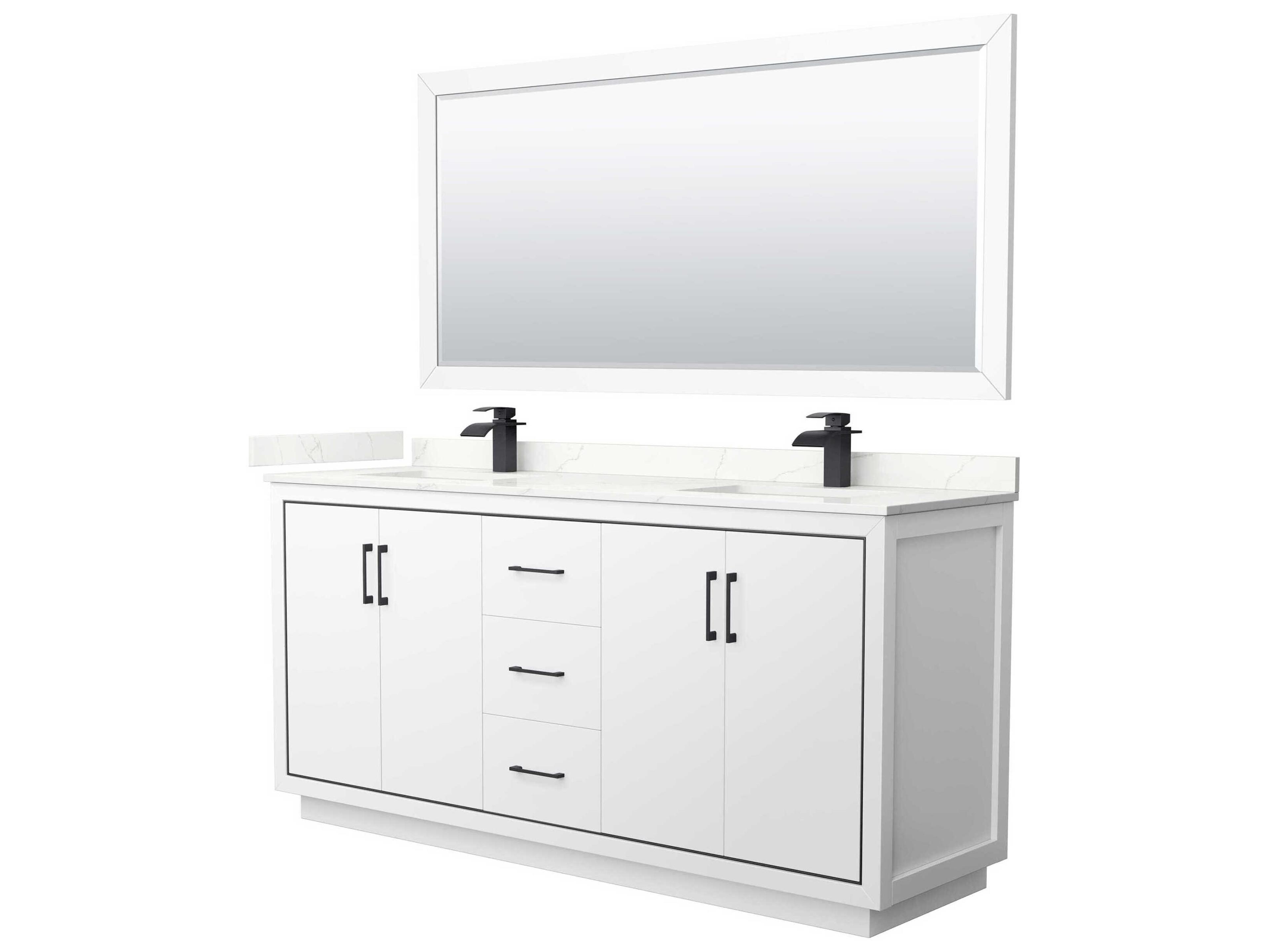 Wyndham Collection Icon 72" White Vanity with 70" Mirror
