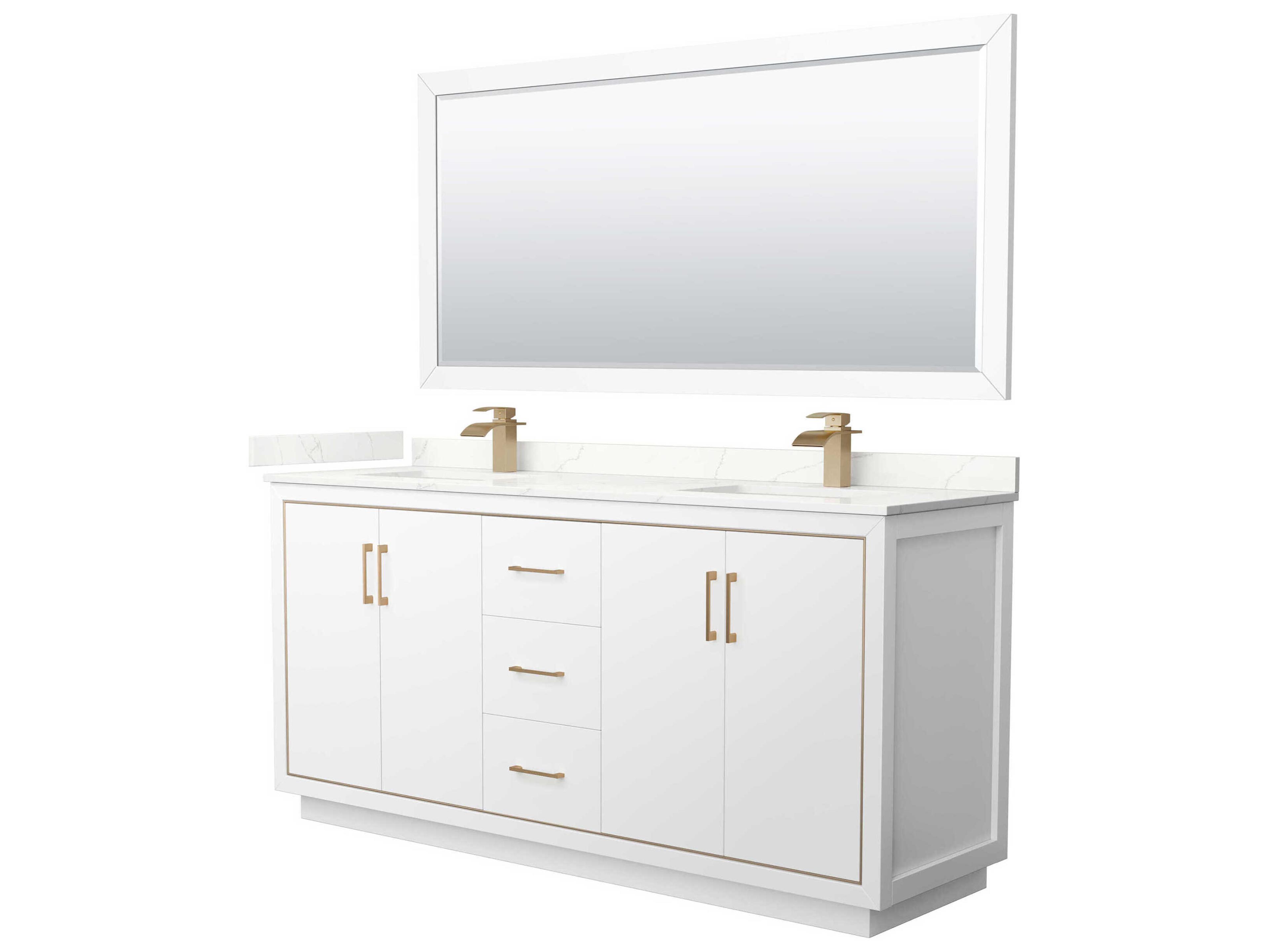 Wyndham Collection Icon 72" White Vanity with 70" Mirror