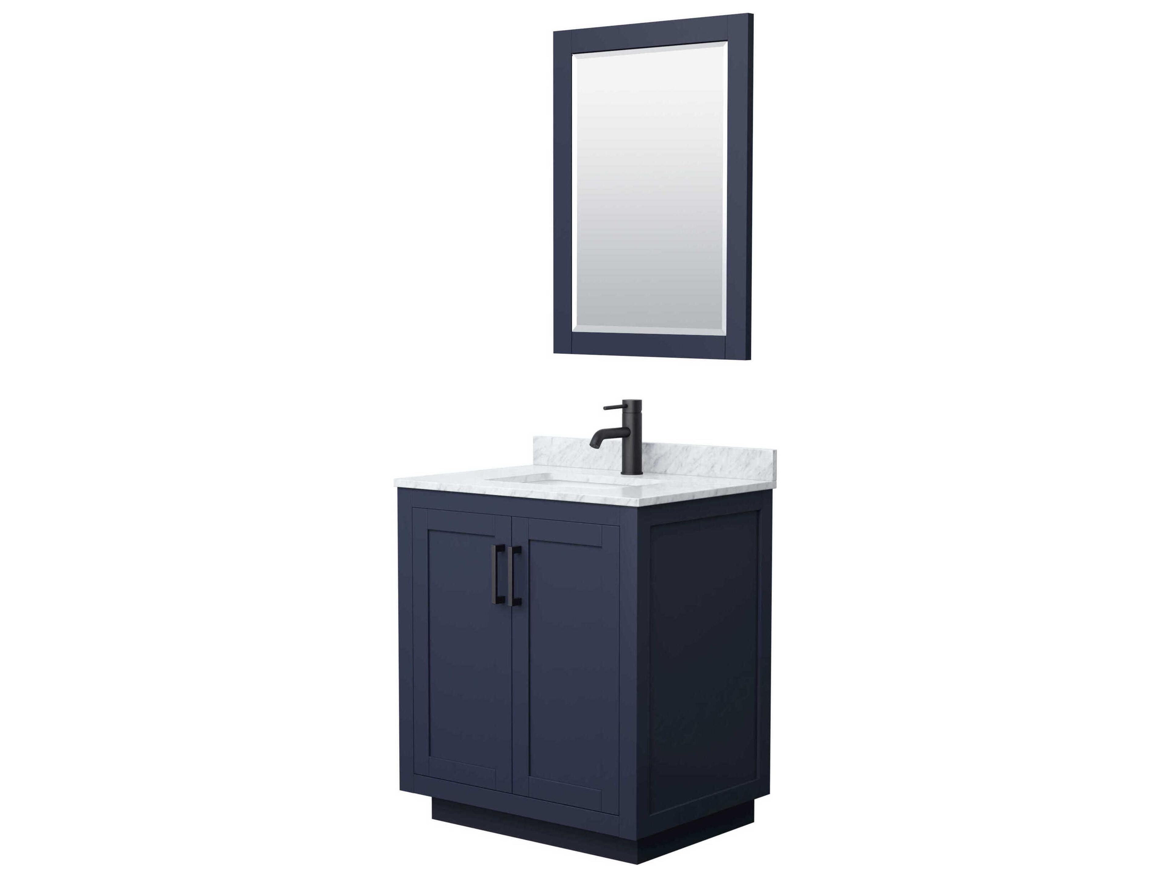 Wyndham Collection Miranda 30" Dark Blue Vanity with 24" Mirror