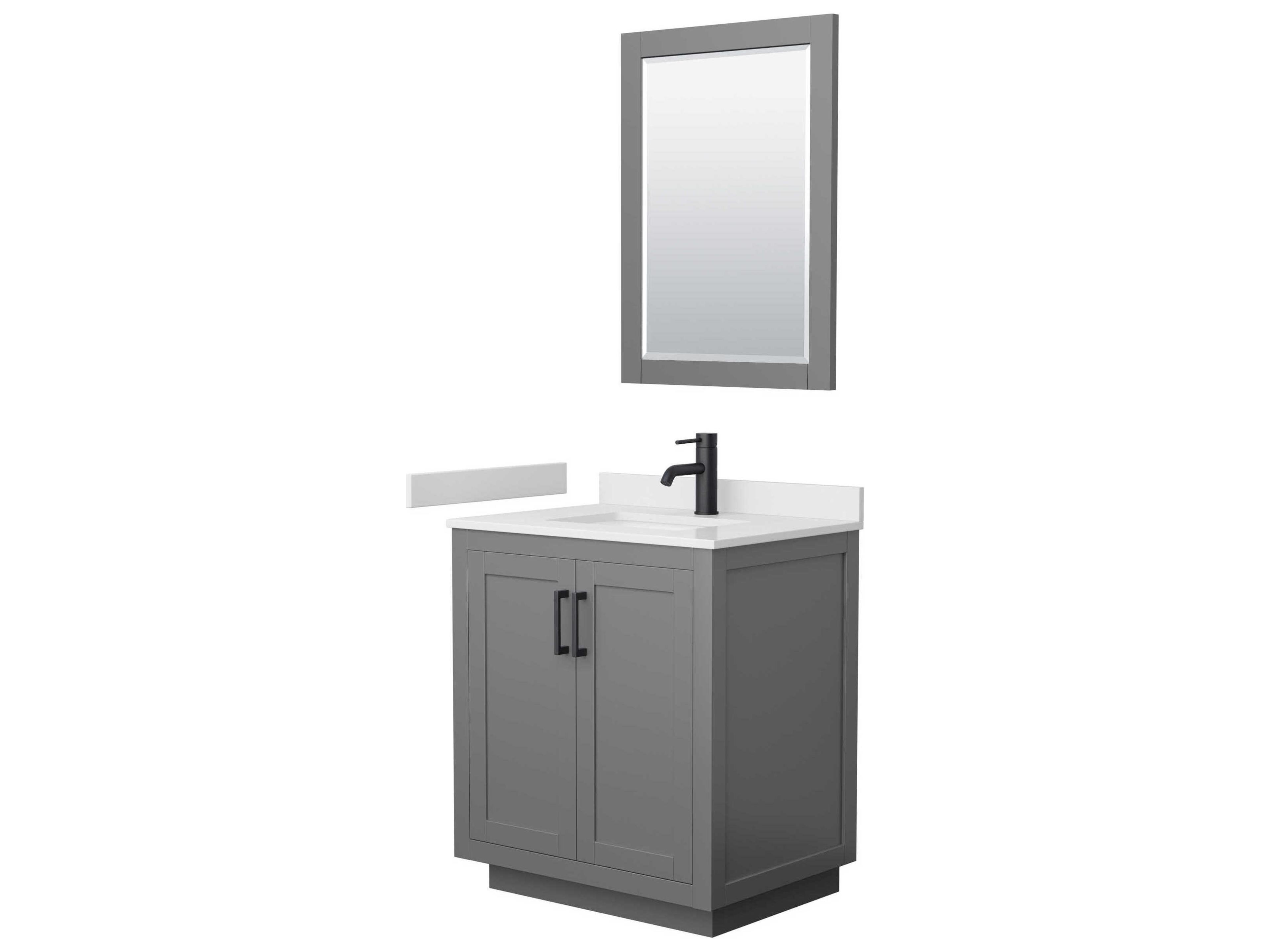 Wyndham Collection Miranda 30" Dark Gray Vanity with 24" Mirror