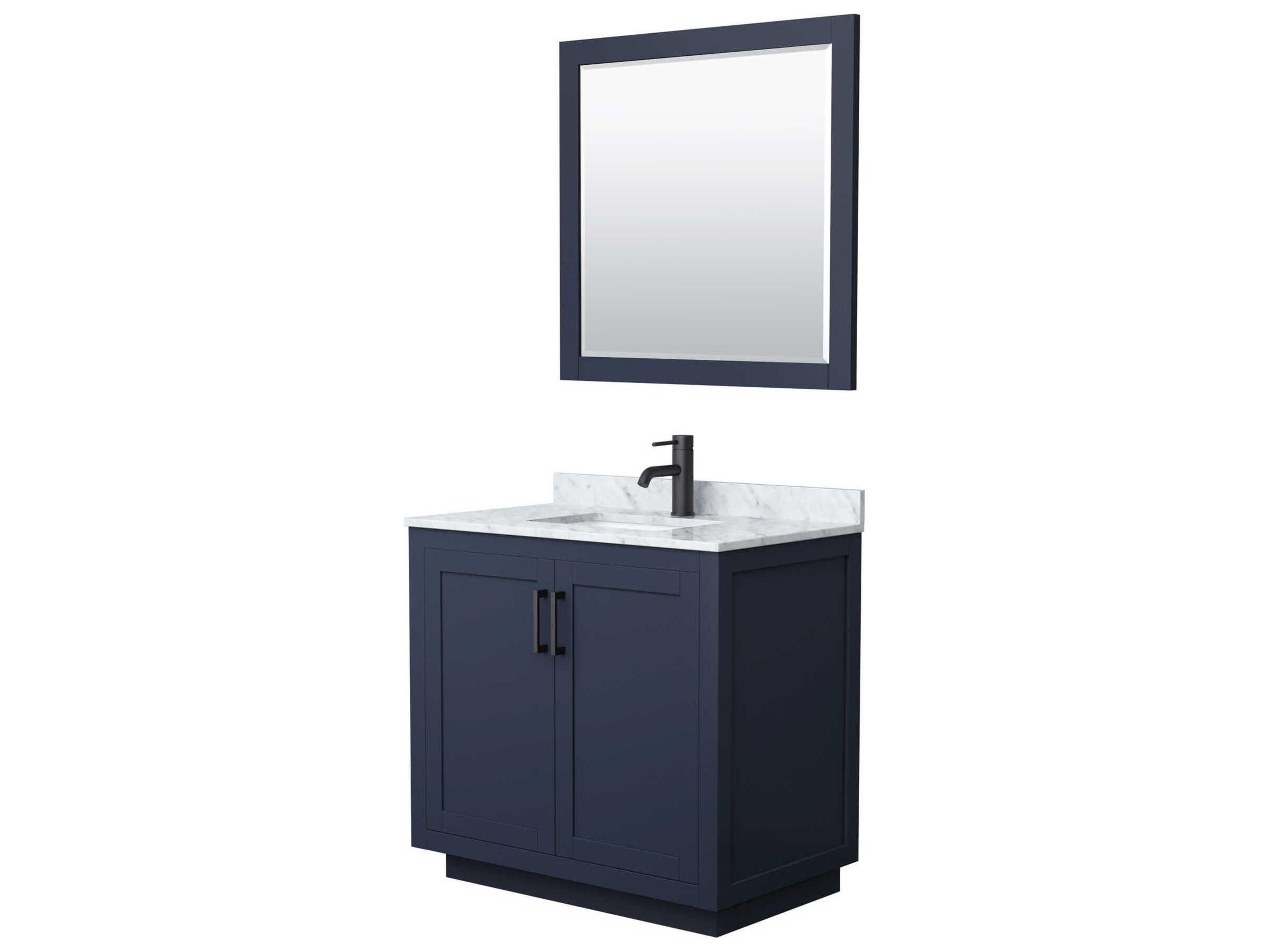 Wyndham Collection Miranda 36" Dark Blue Vanity with 34" Mirror