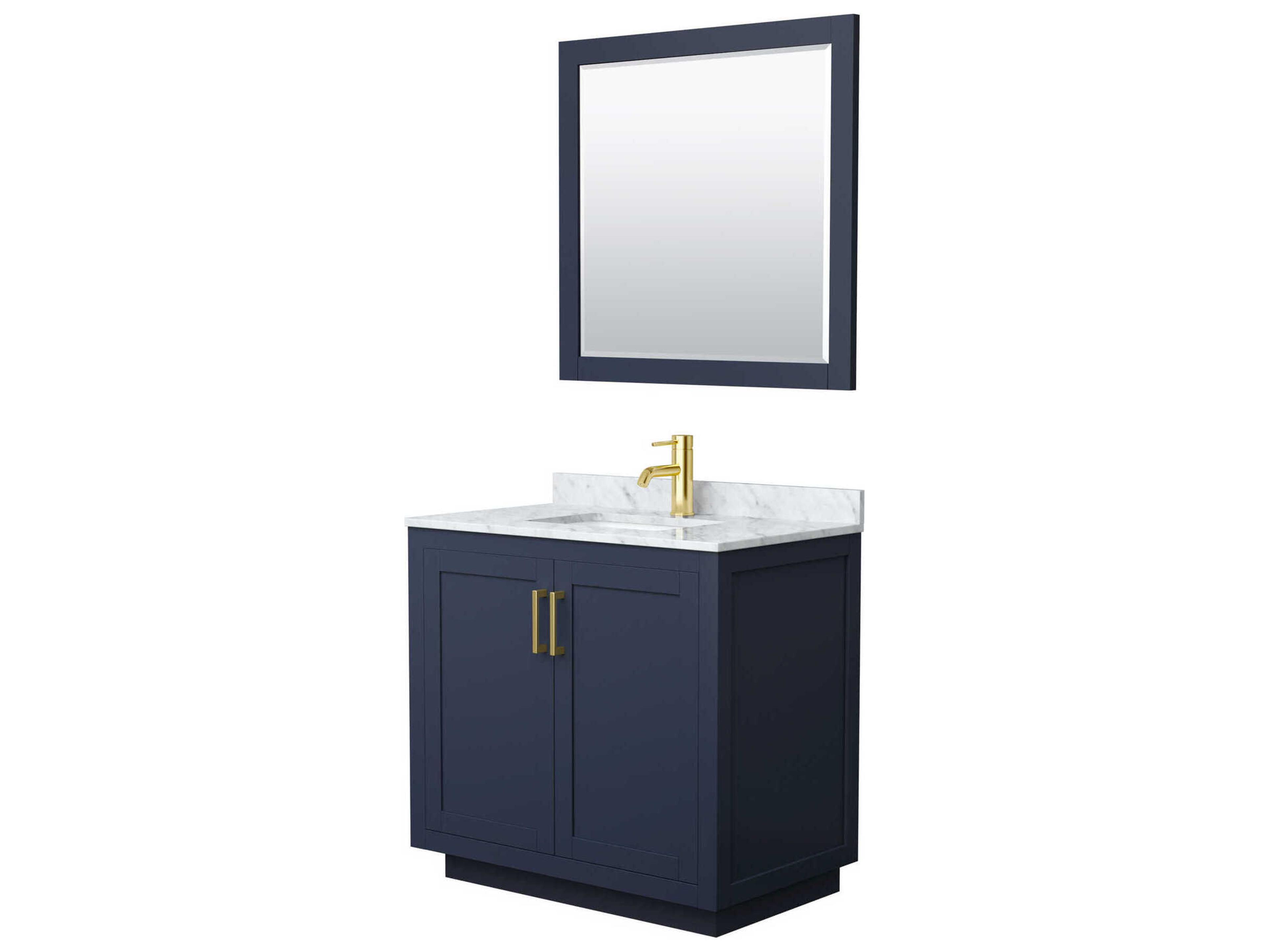 Wyndham Collection Miranda 36" Dark Blue Vanity with 34" Mirror