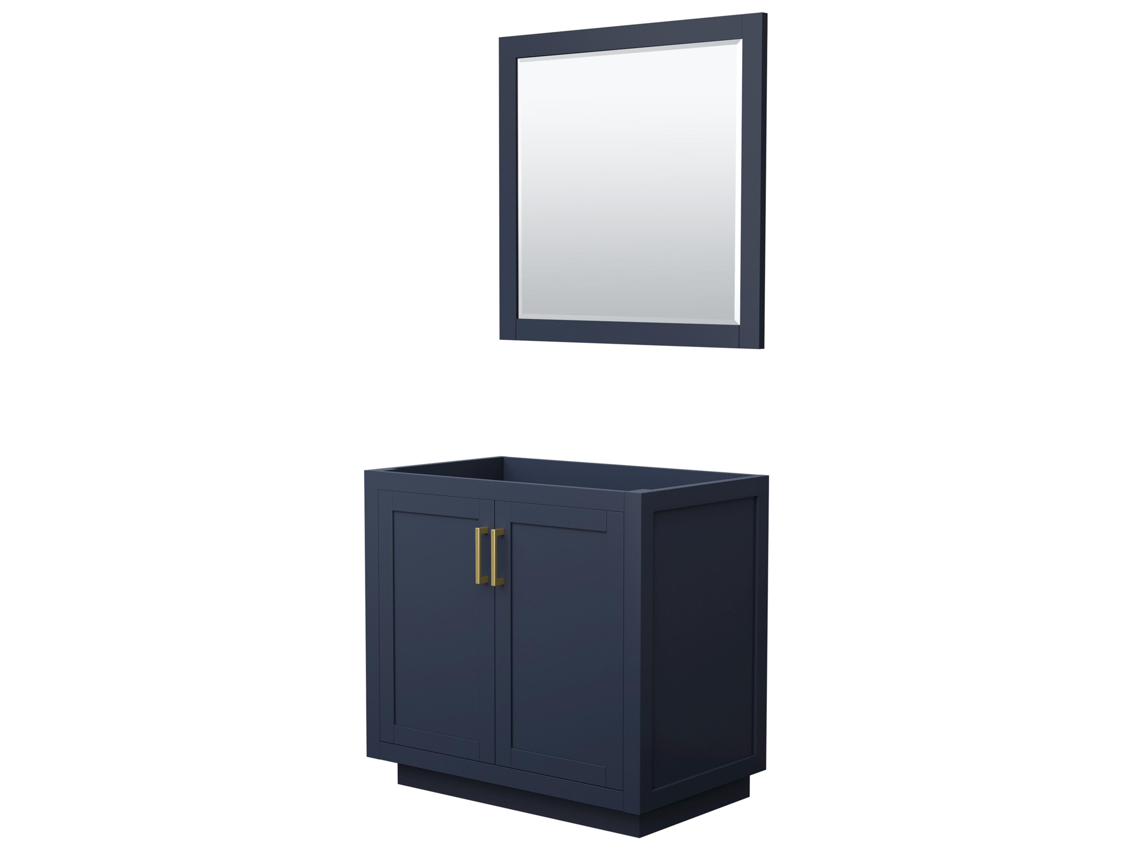 Wyndham Collection Miranda 35" Dark Blue Vanity with 34" Mirror