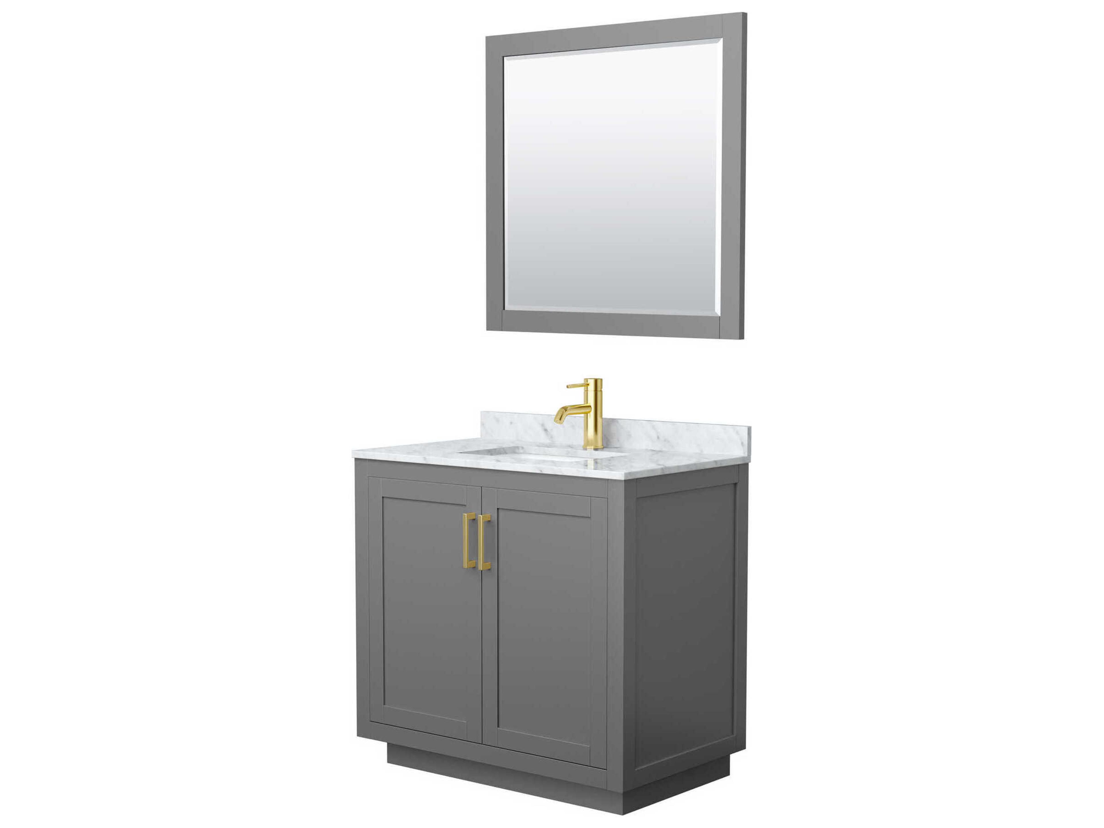 Wyndham Collection Miranda 36" Dark Gray Vanity with 34" Mirror
