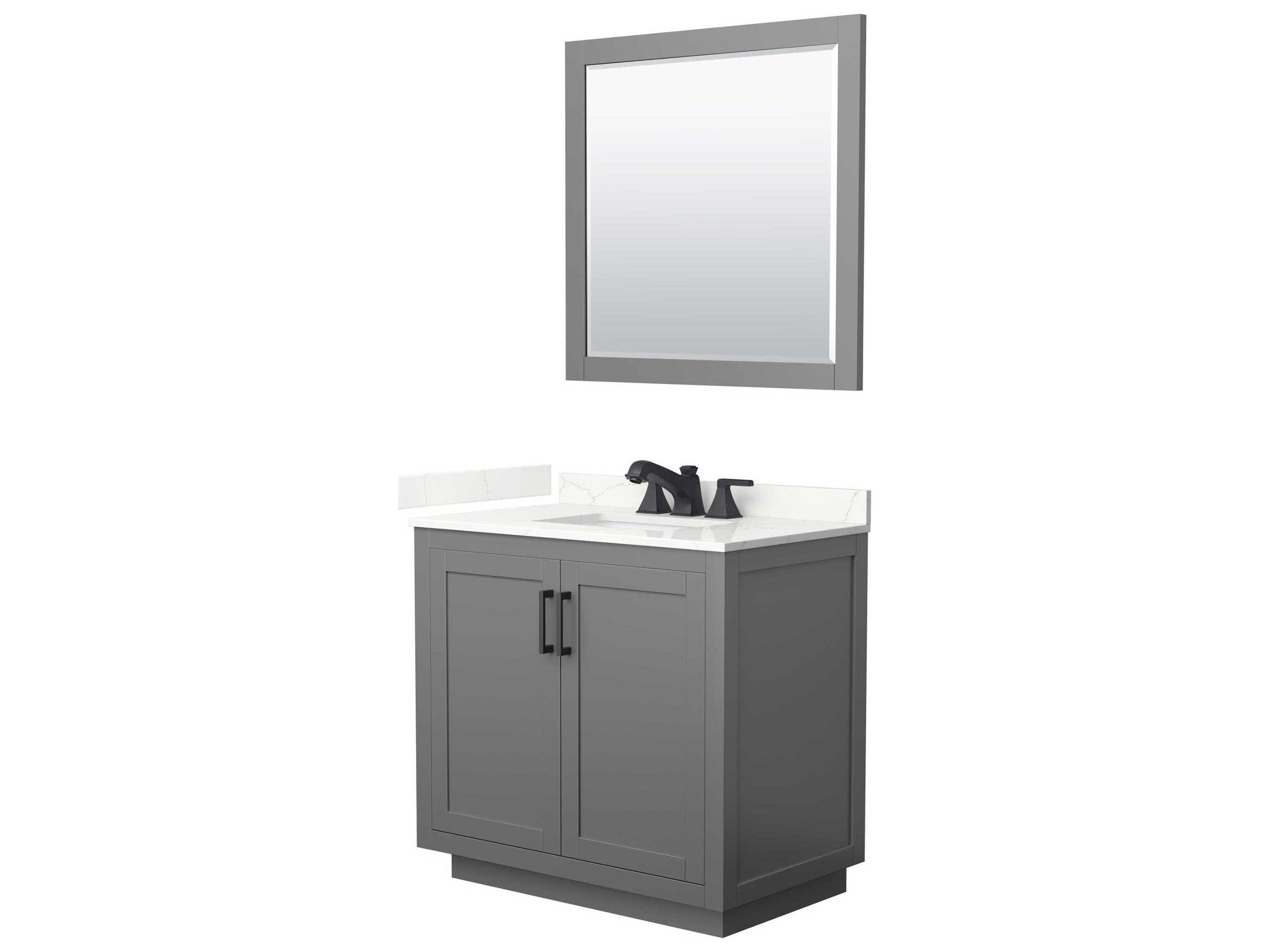 Wyndham Collection Miranda 36" Dark Gray Vanity with 34" Mirror