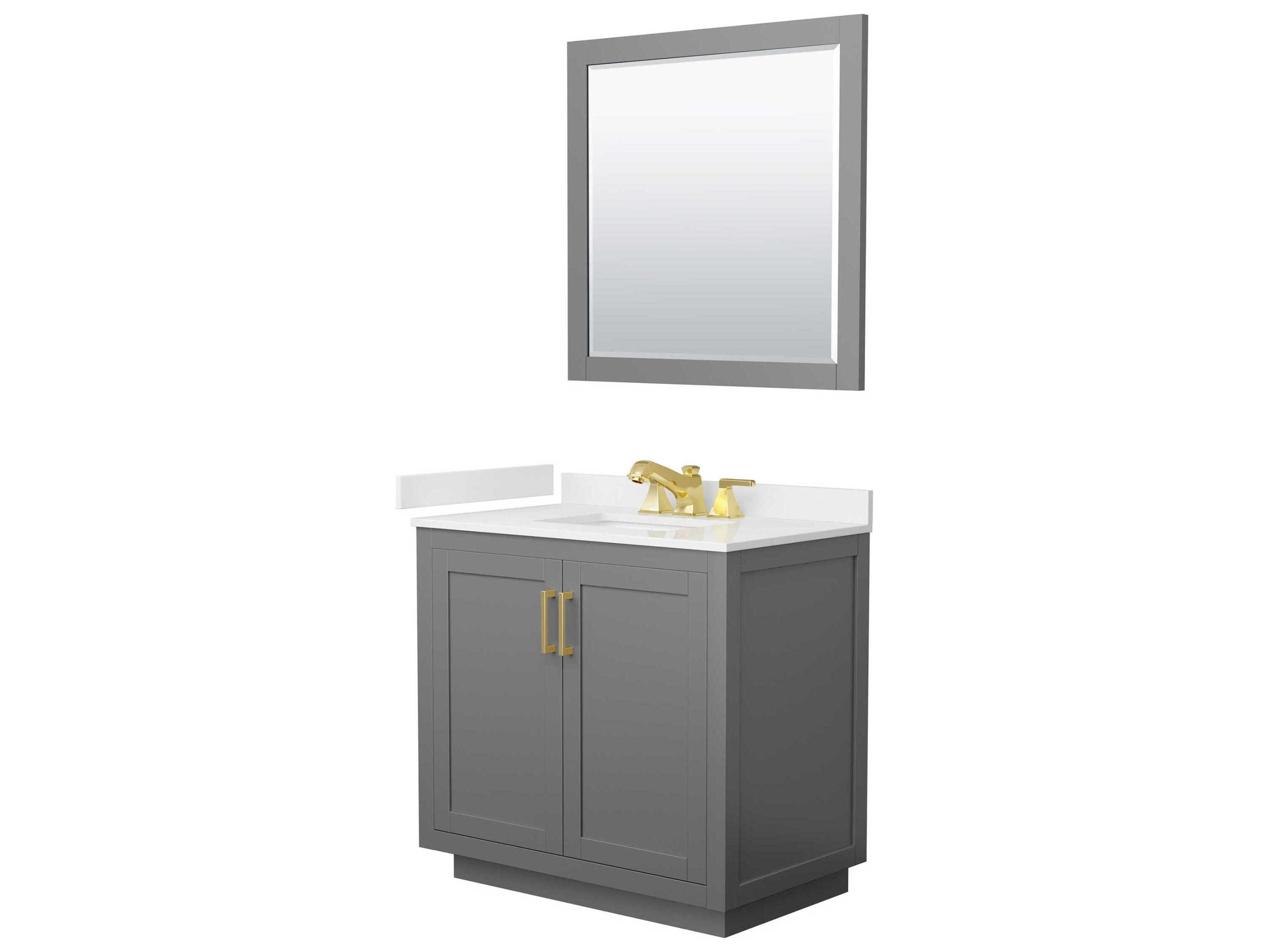 Wyndham Collection Miranda 36" Dark Gray Vanity with 34" Mirror