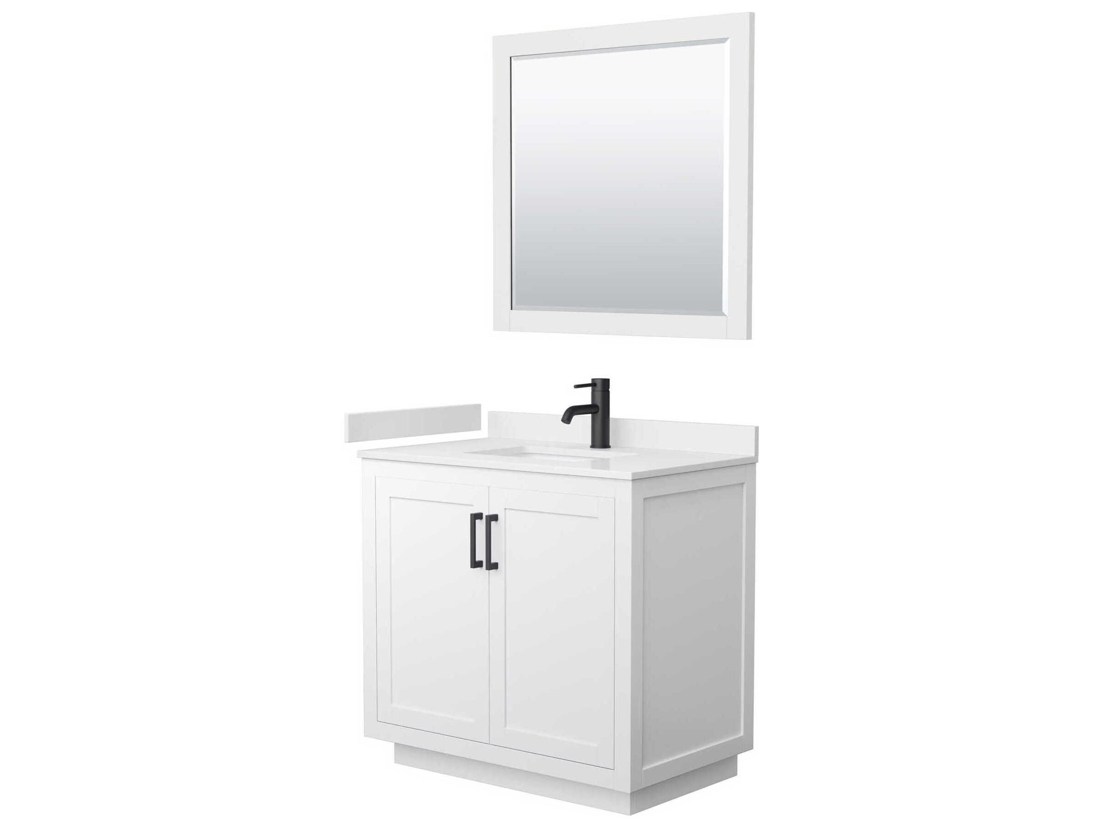 Wyndham Collection Miranda 36" White Vanity with 34" Mirror