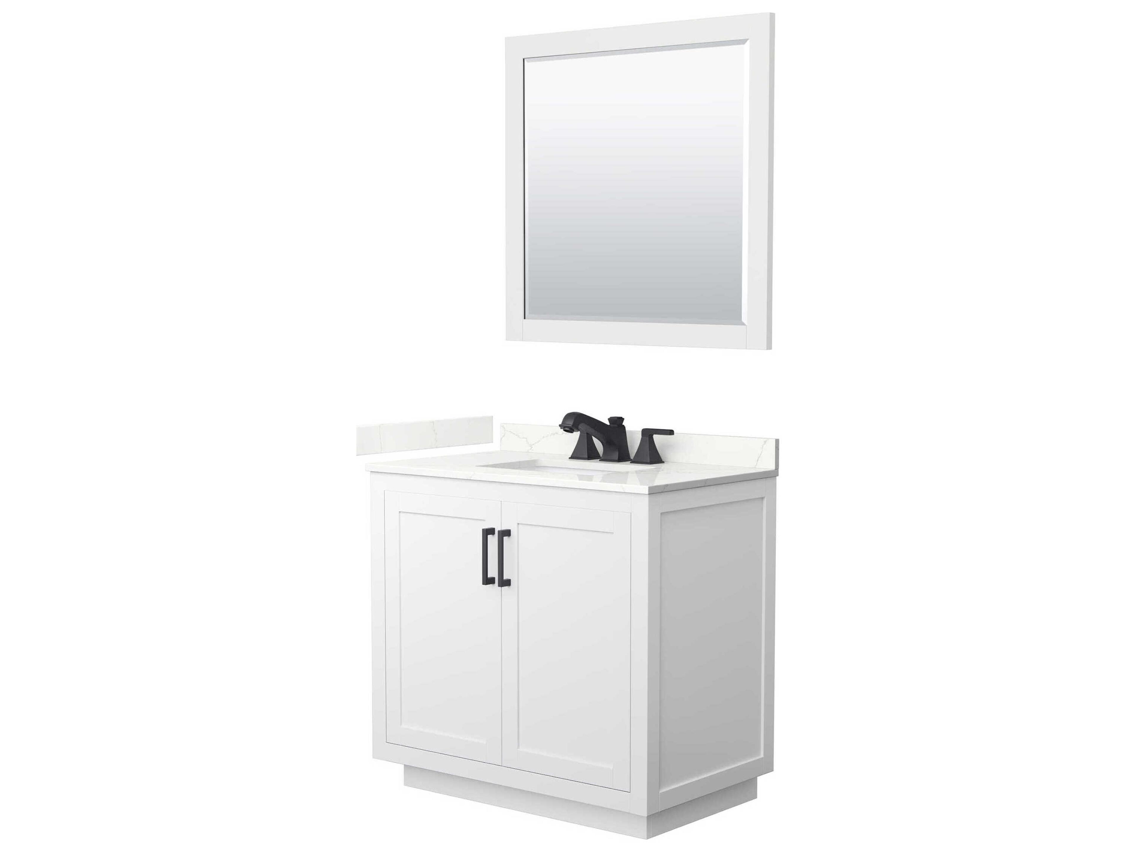 Wyndham Collection Miranda 36" White Vanity with 34" Mirror