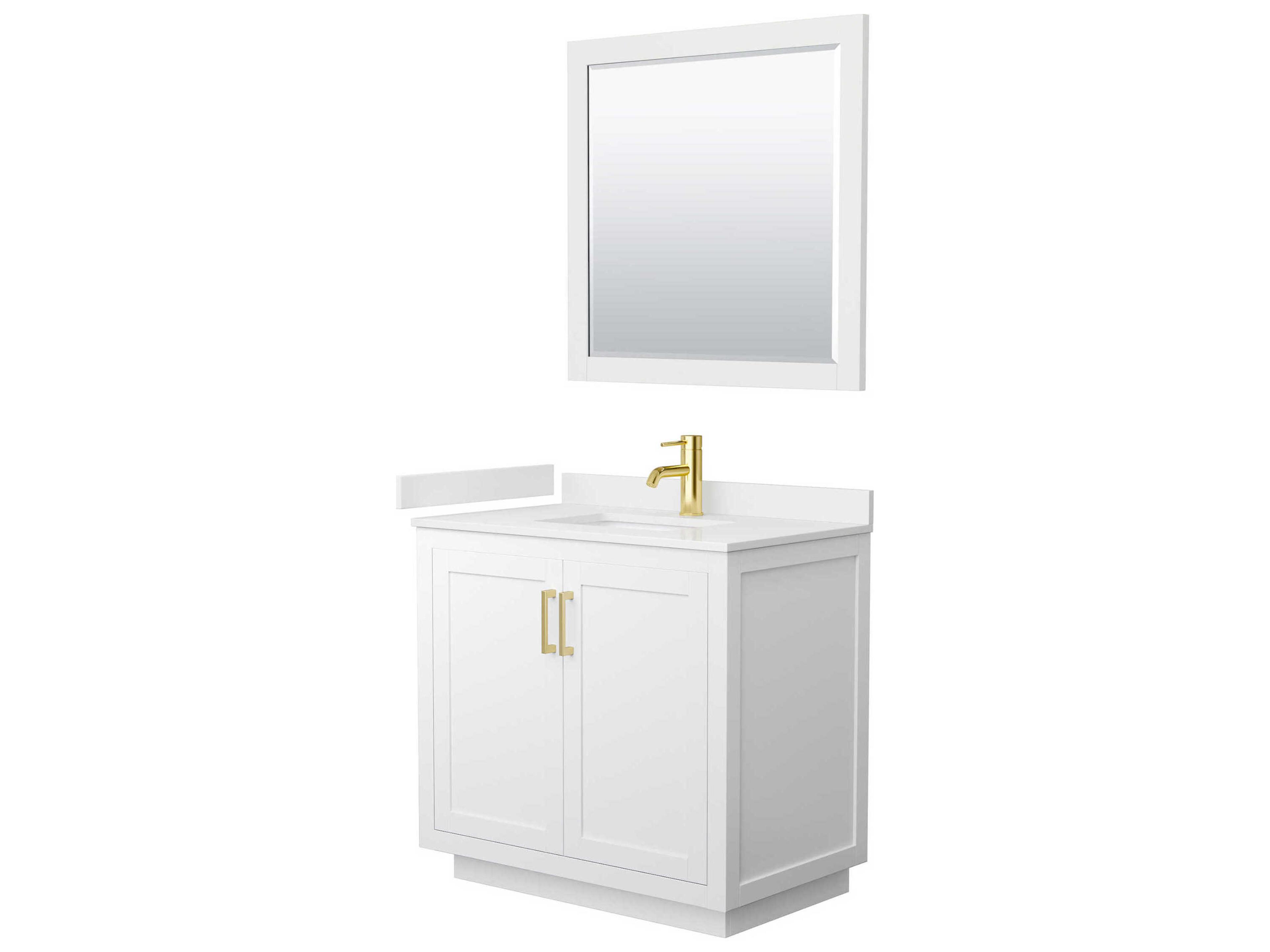 Wyndham Collection Miranda 36" White Vanity with 34" Mirror