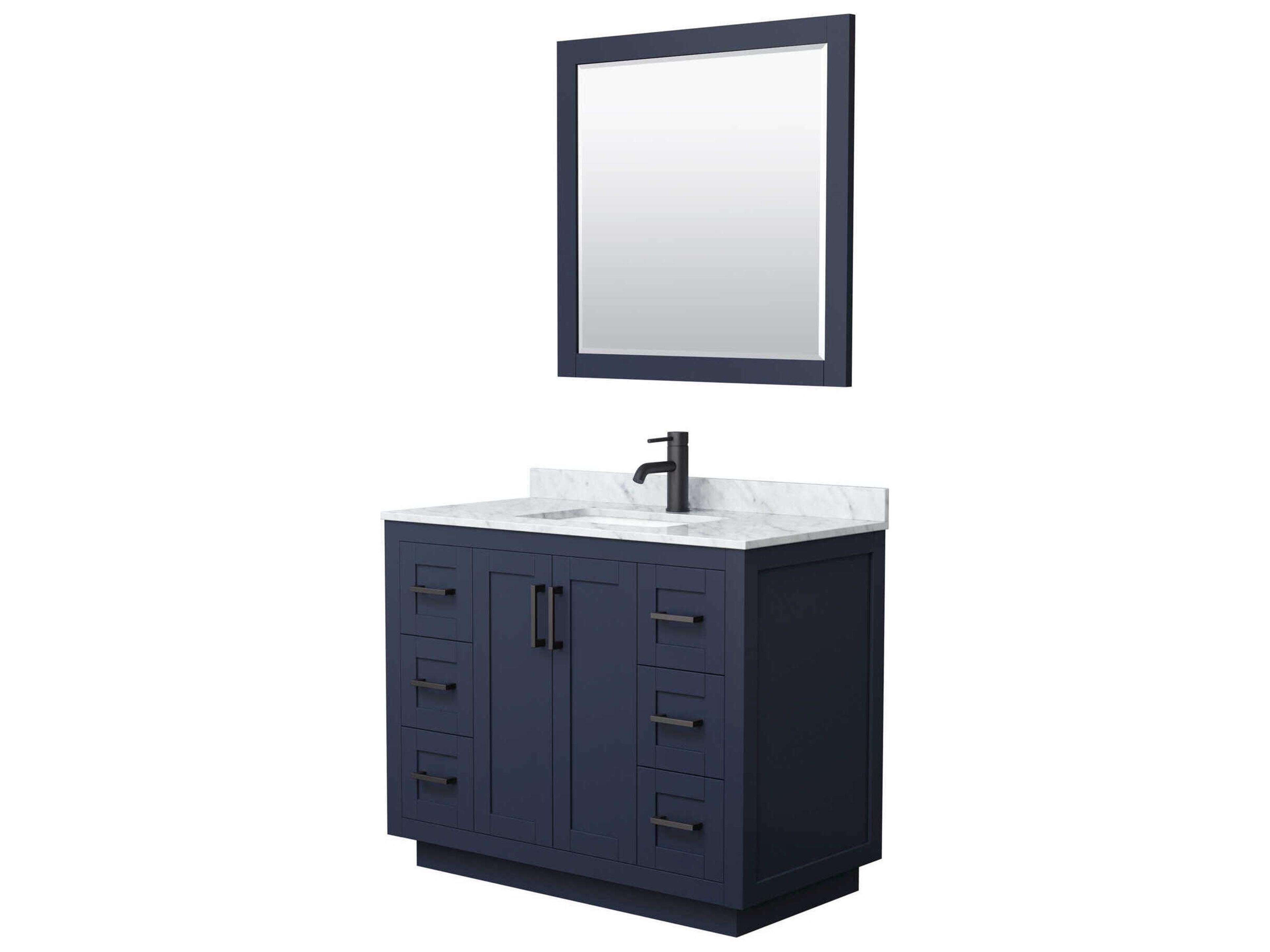 Wyndham Collection Miranda 42" Dark Blue Vanity with 34" Mirror