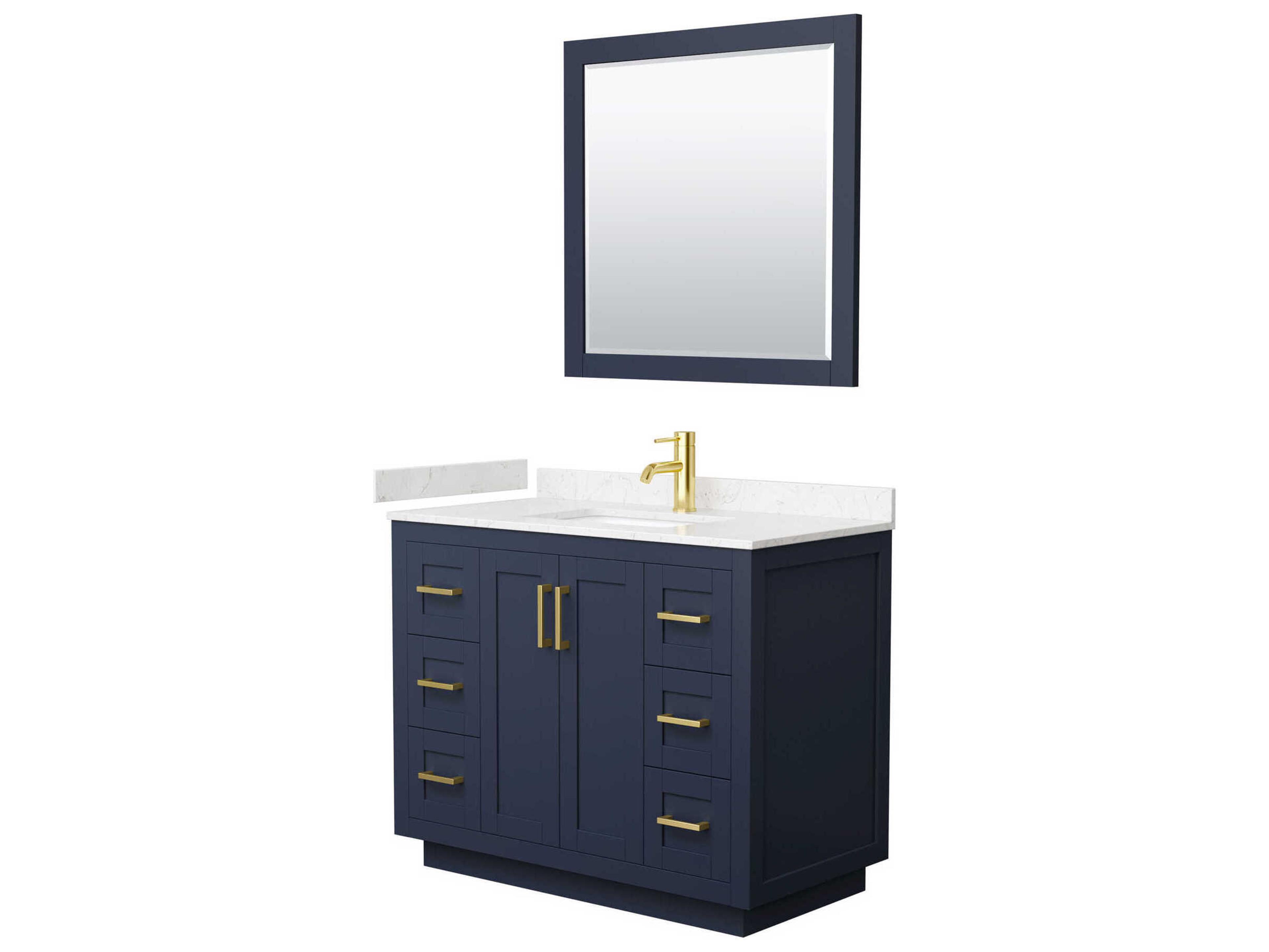 Wyndham Collection Miranda 42" Dark Blue Vanity with 34" Mirror