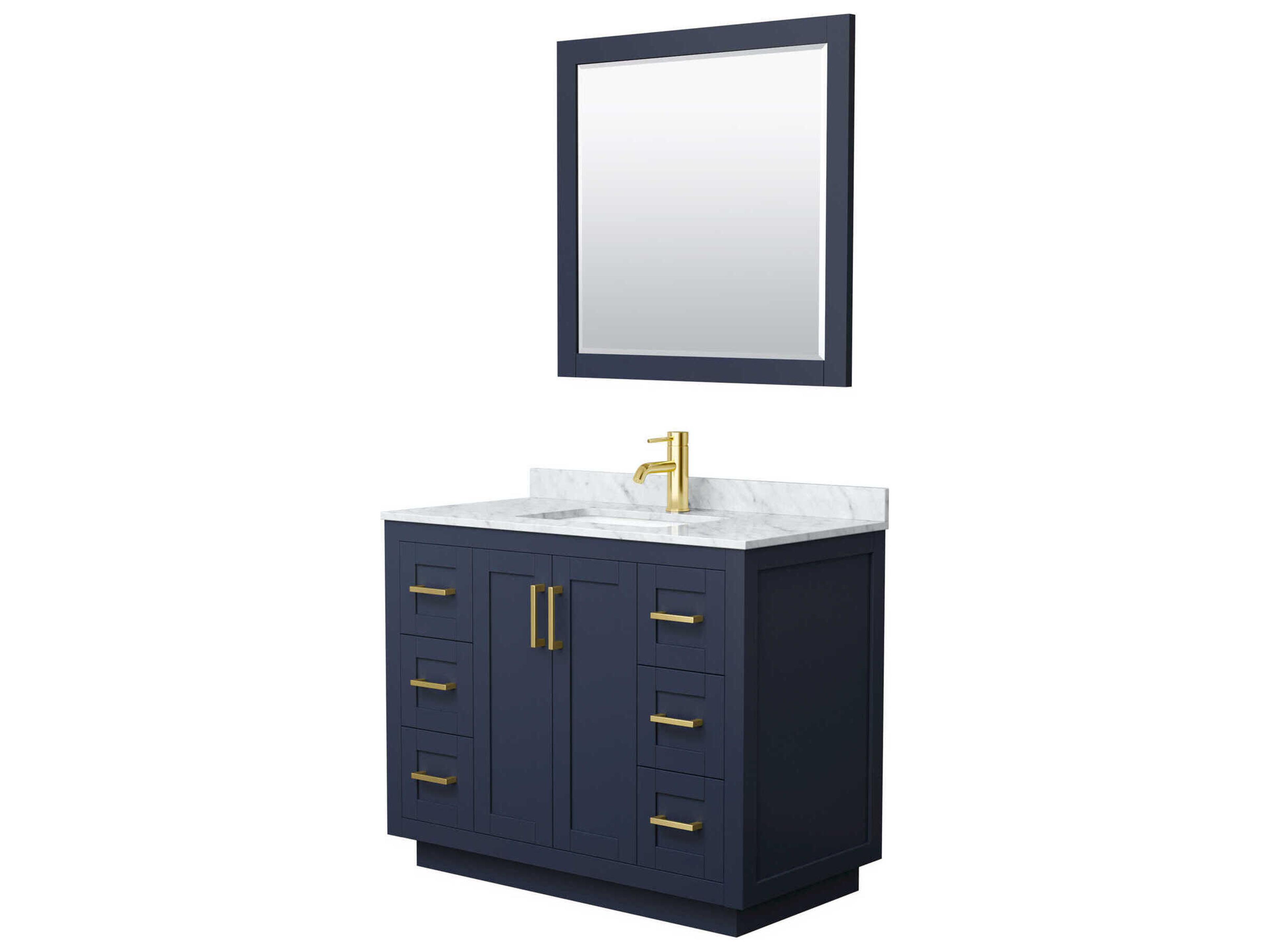 Wyndham Collection Miranda 42" Dark Blue Vanity with 34" Mirror