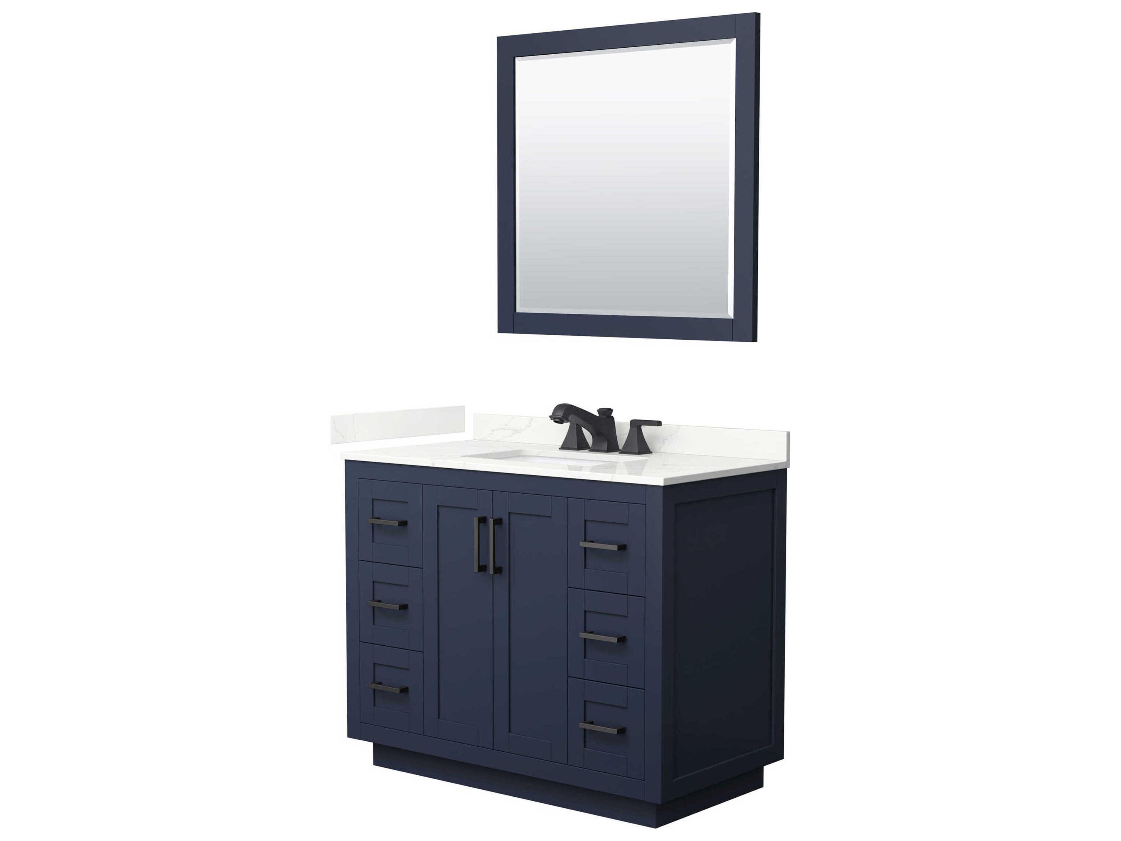 Wyndham Collection Miranda 42" Dark Blue Vanity with 34" Mirror