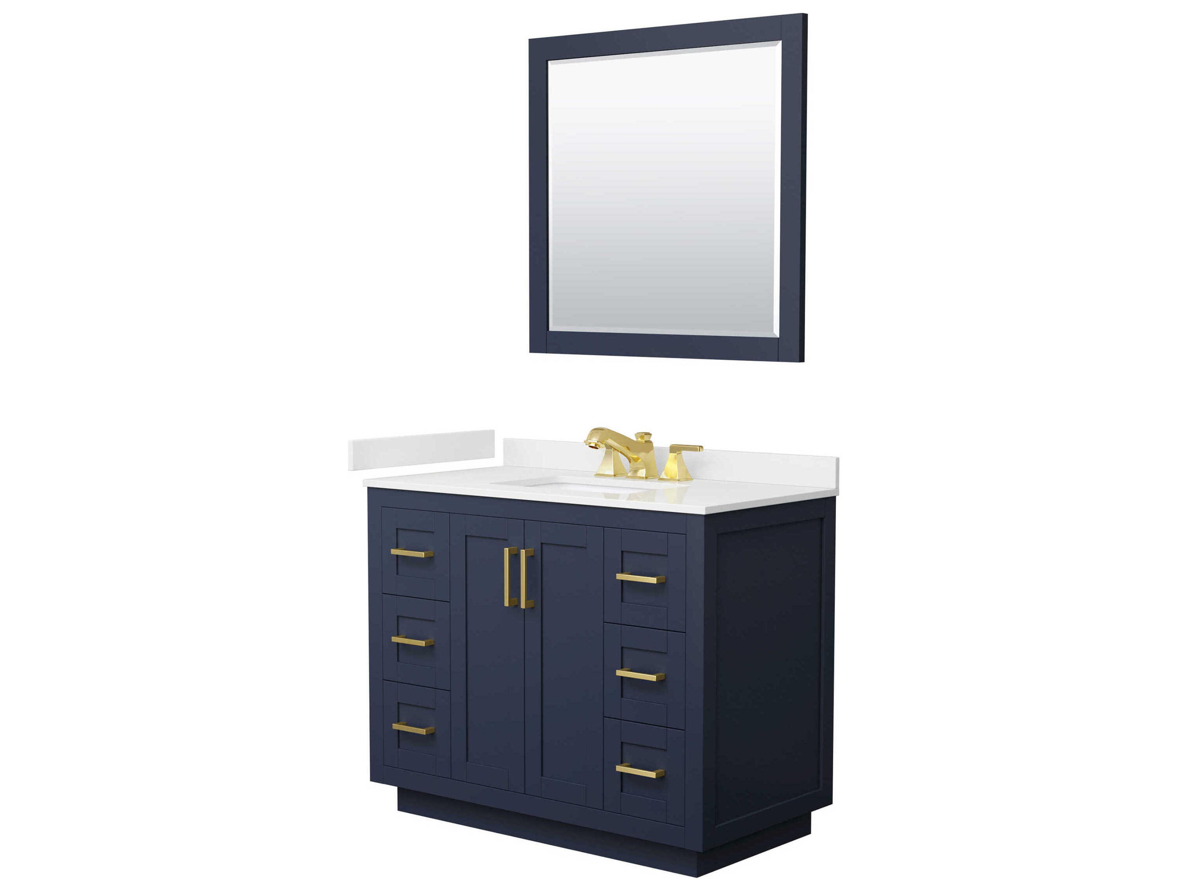 Wyndham Collection Miranda 42" Dark Blue Vanity with 34" Mirror