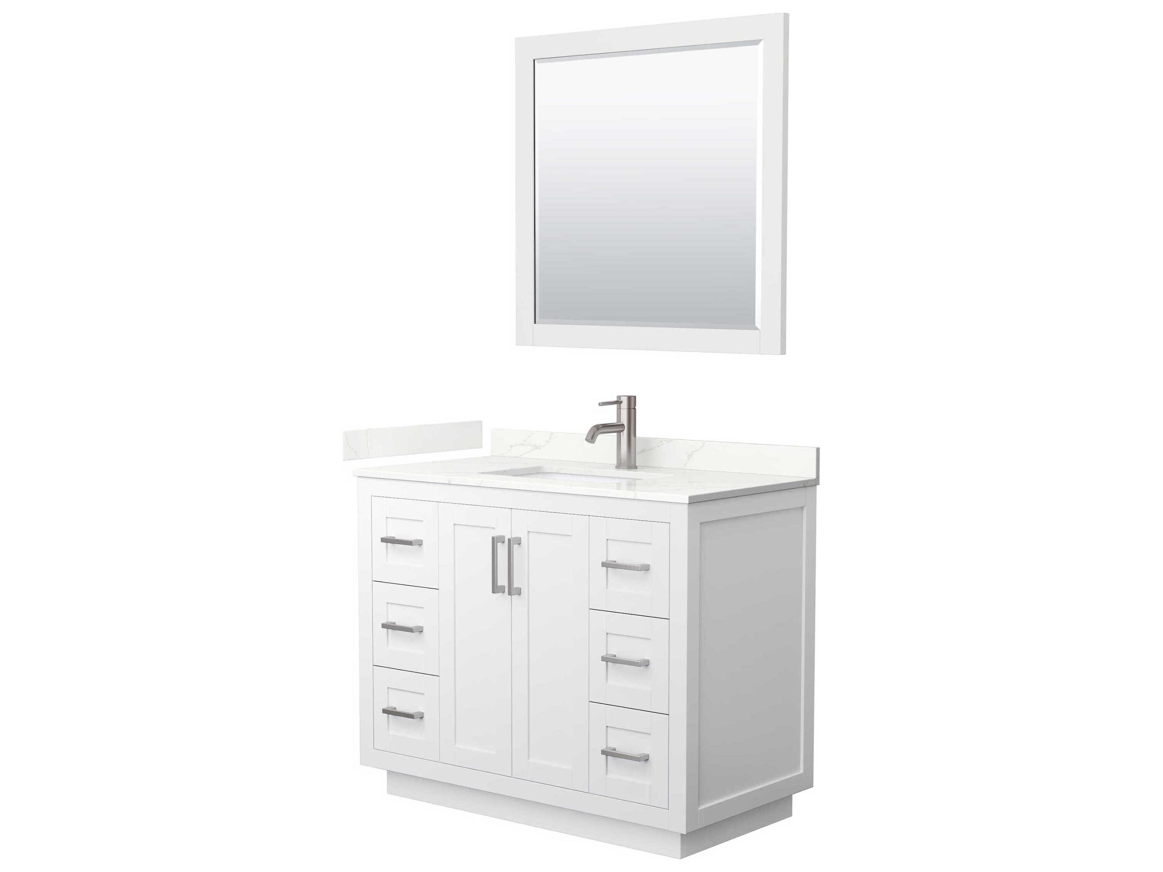 Wyndham Collection Miranda 42" White Vanity with 34" Mirror