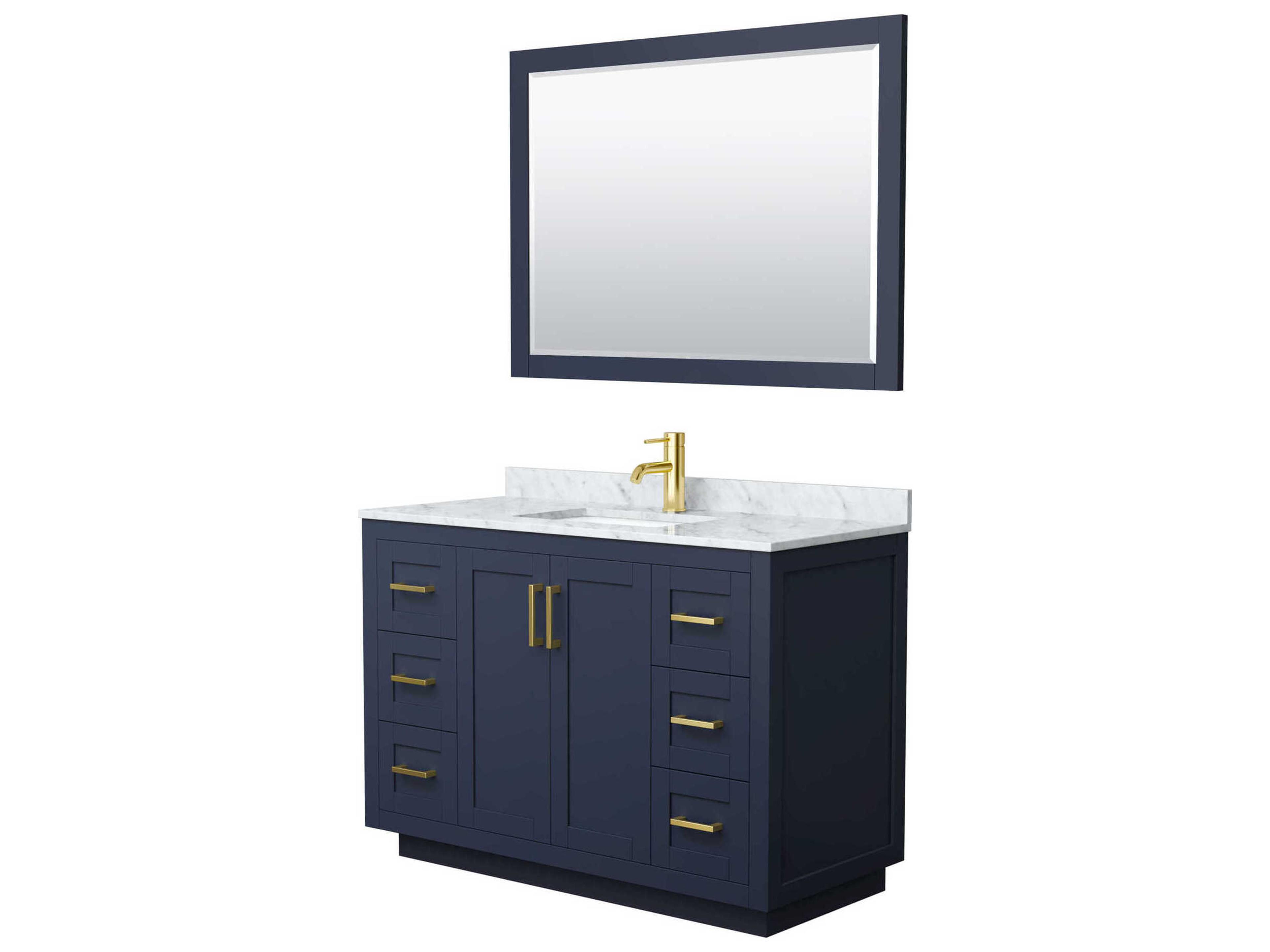 Wyndham Collection Miranda 48" Dark Blue Vanity with 46" Mirror