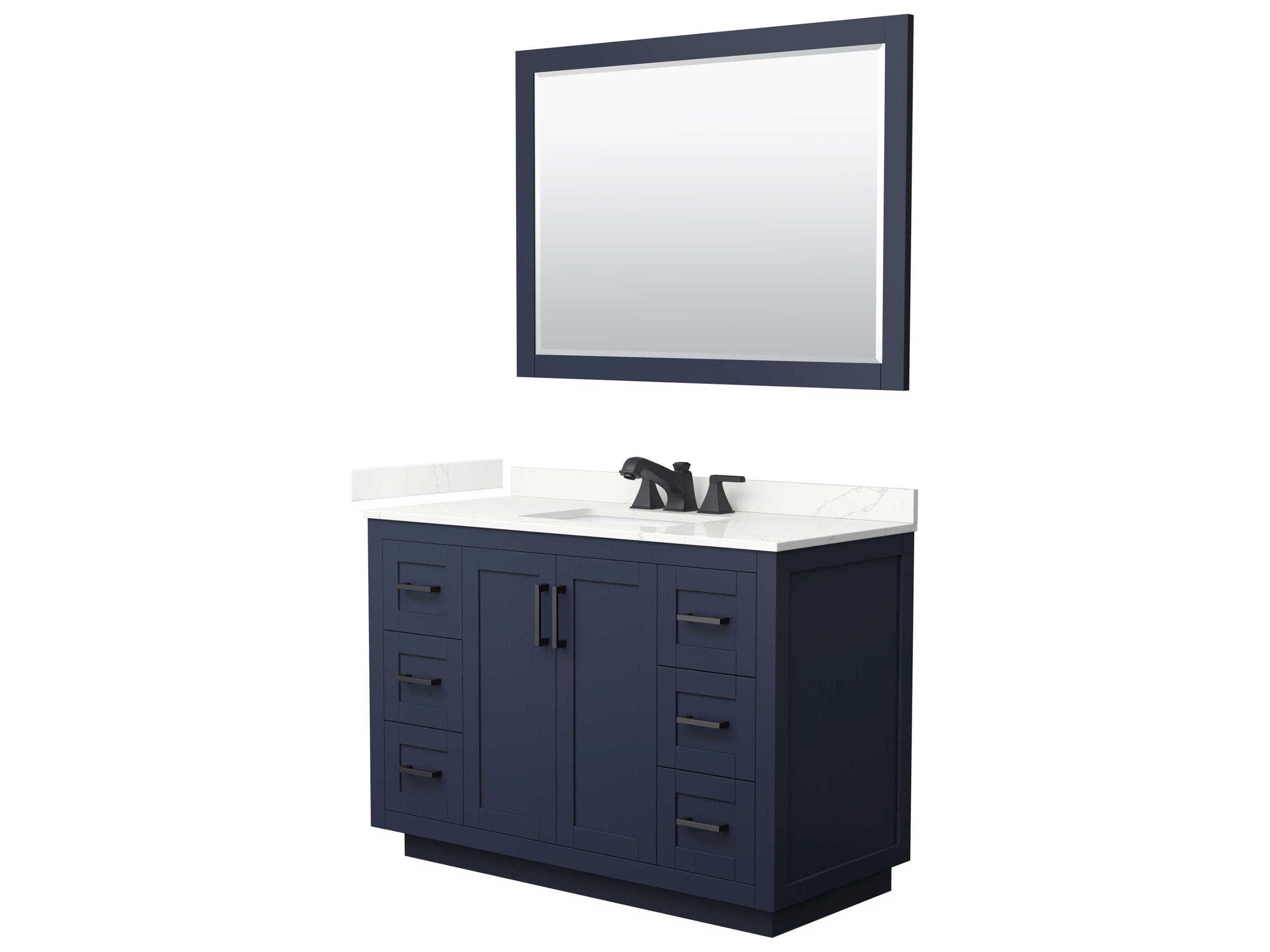 Wyndham Collection Miranda 48" Dark Blue Vanity with 46" Mirror