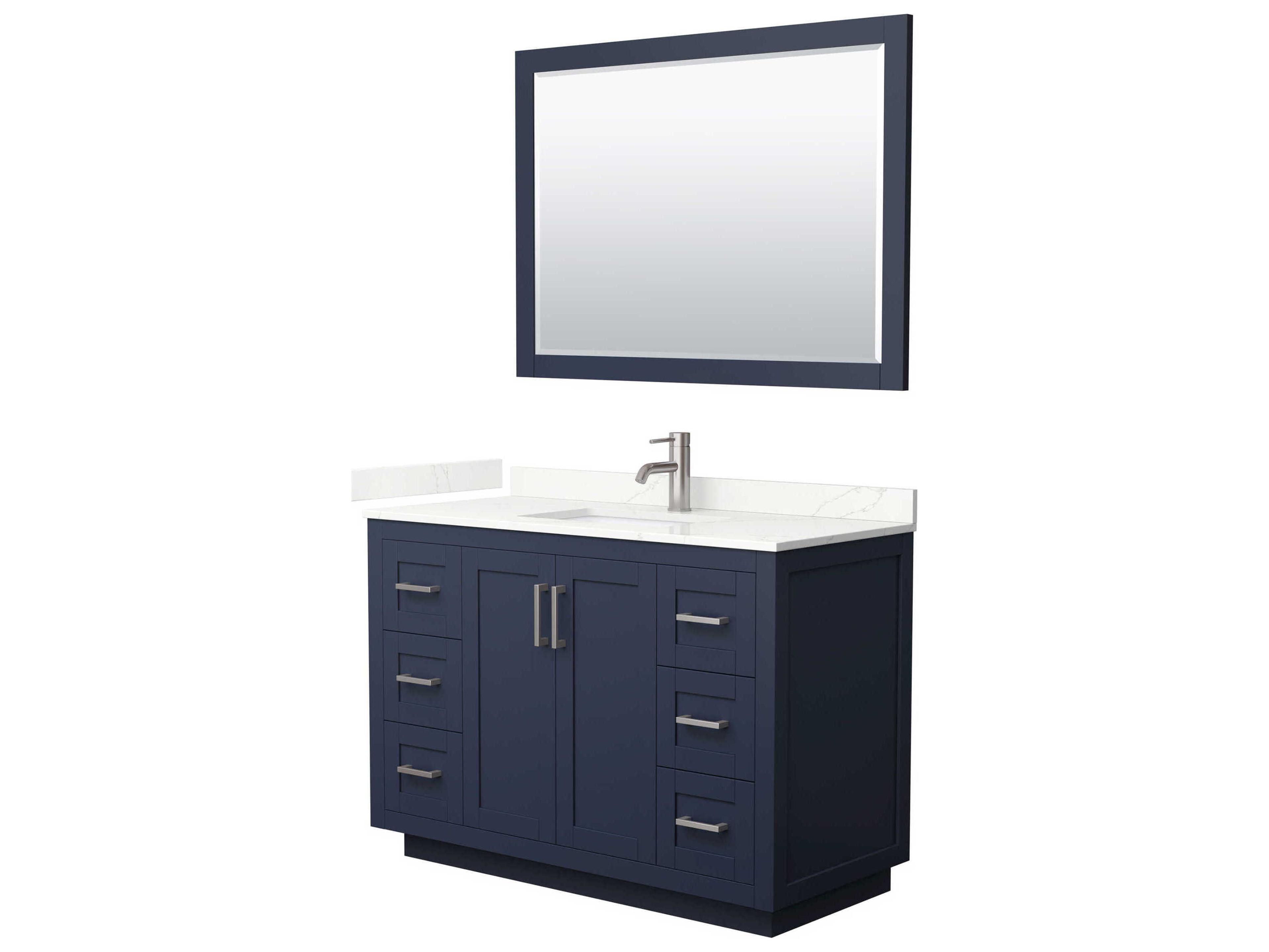 Wyndham Collection Miranda 48" Dark Blue Vanity with 46" Mirror