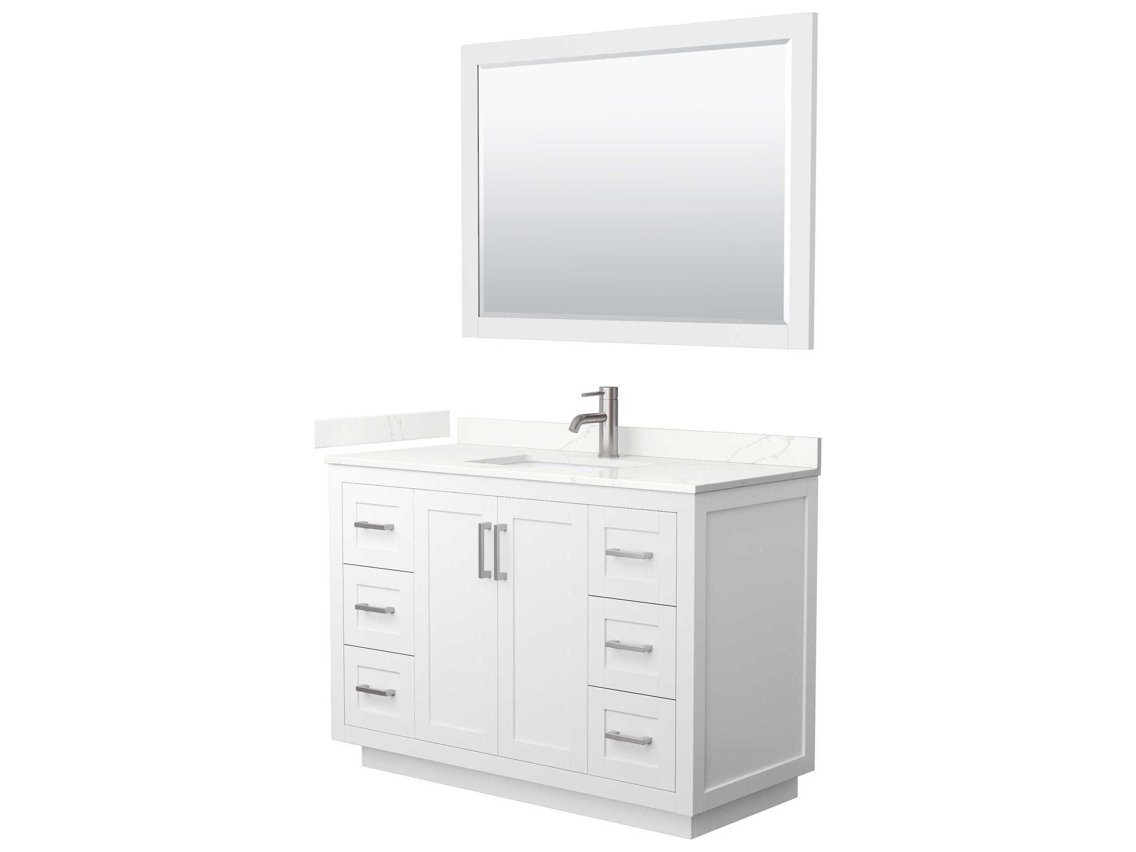 Wyndham Collection Miranda 48" White Vanity with 46" Mirror