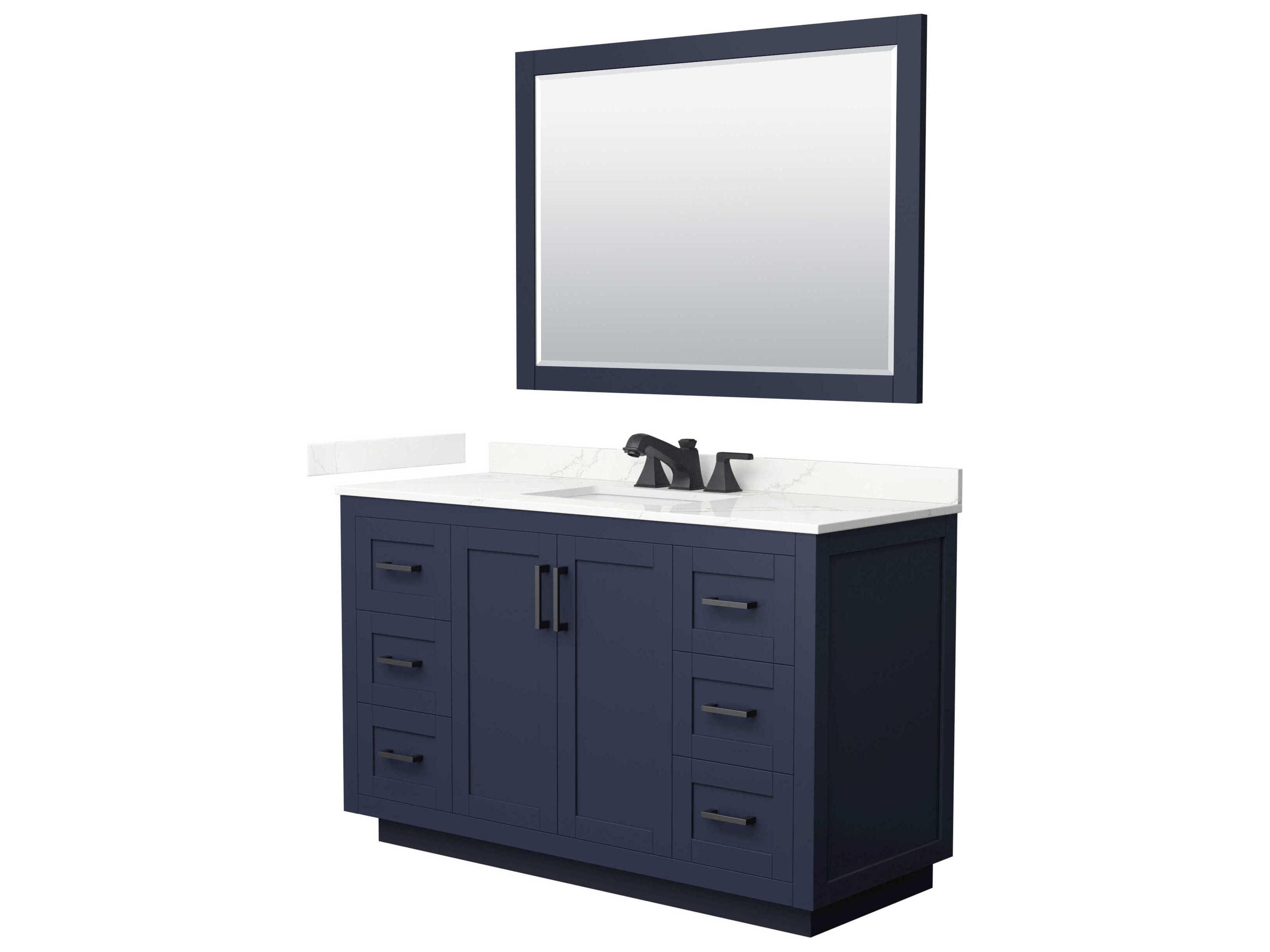 Wyndham Collection Miranda 54" Dark Blue Vanity with 46" Mirror