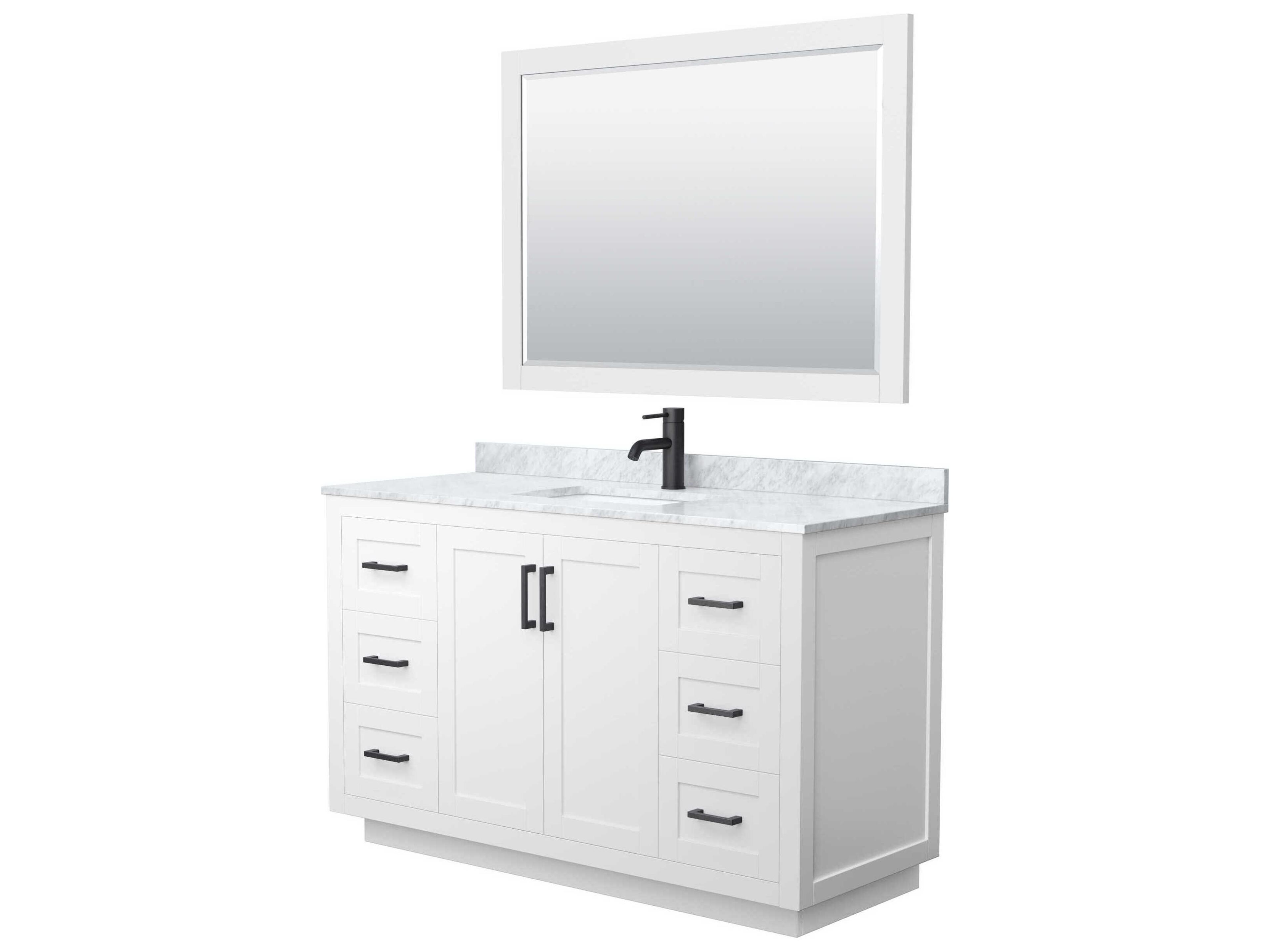 Wyndham Collection Miranda 54" White Vanity with 46" Mirror