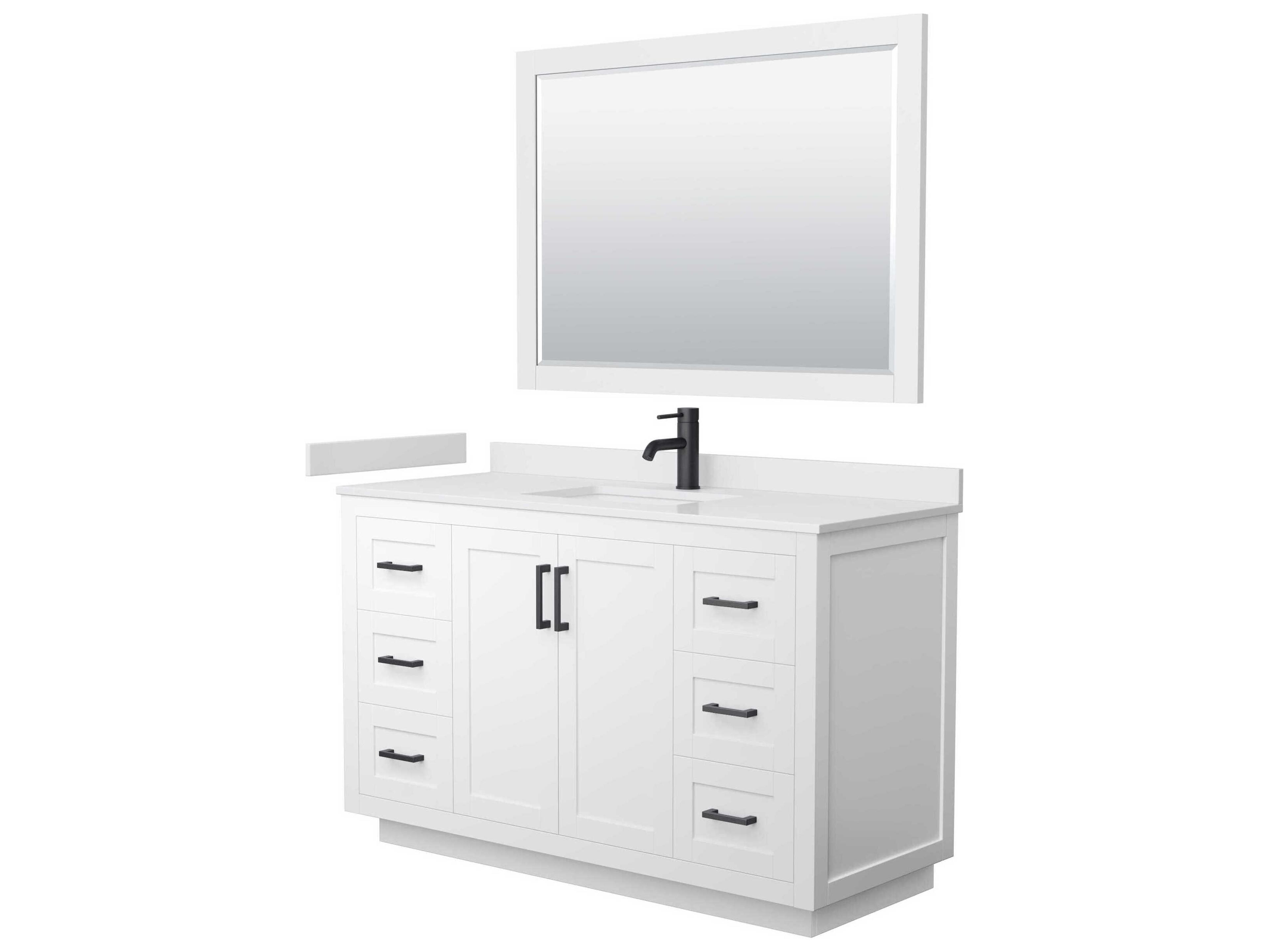Wyndham Collection Miranda 54" White Vanity with 46" Mirror