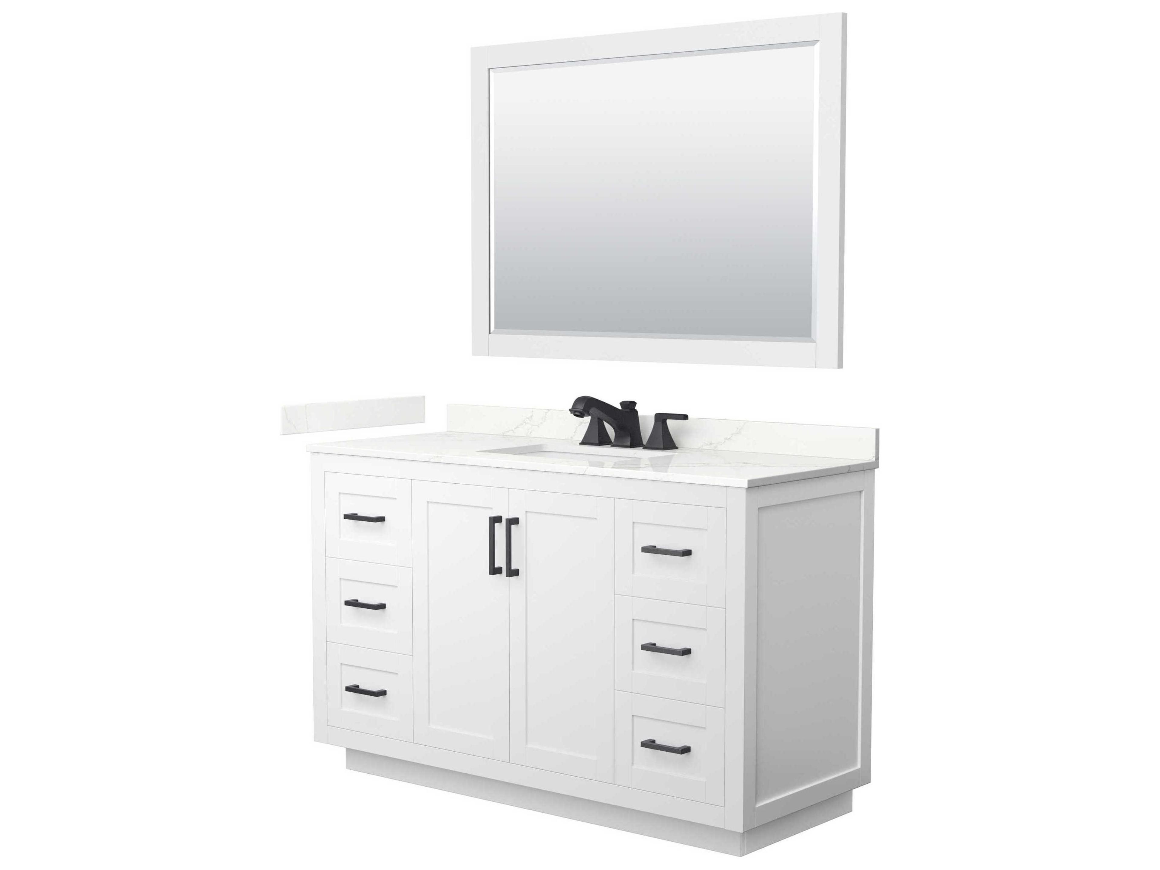 Wyndham Collection Miranda 54" White Vanity with 46" Mirror