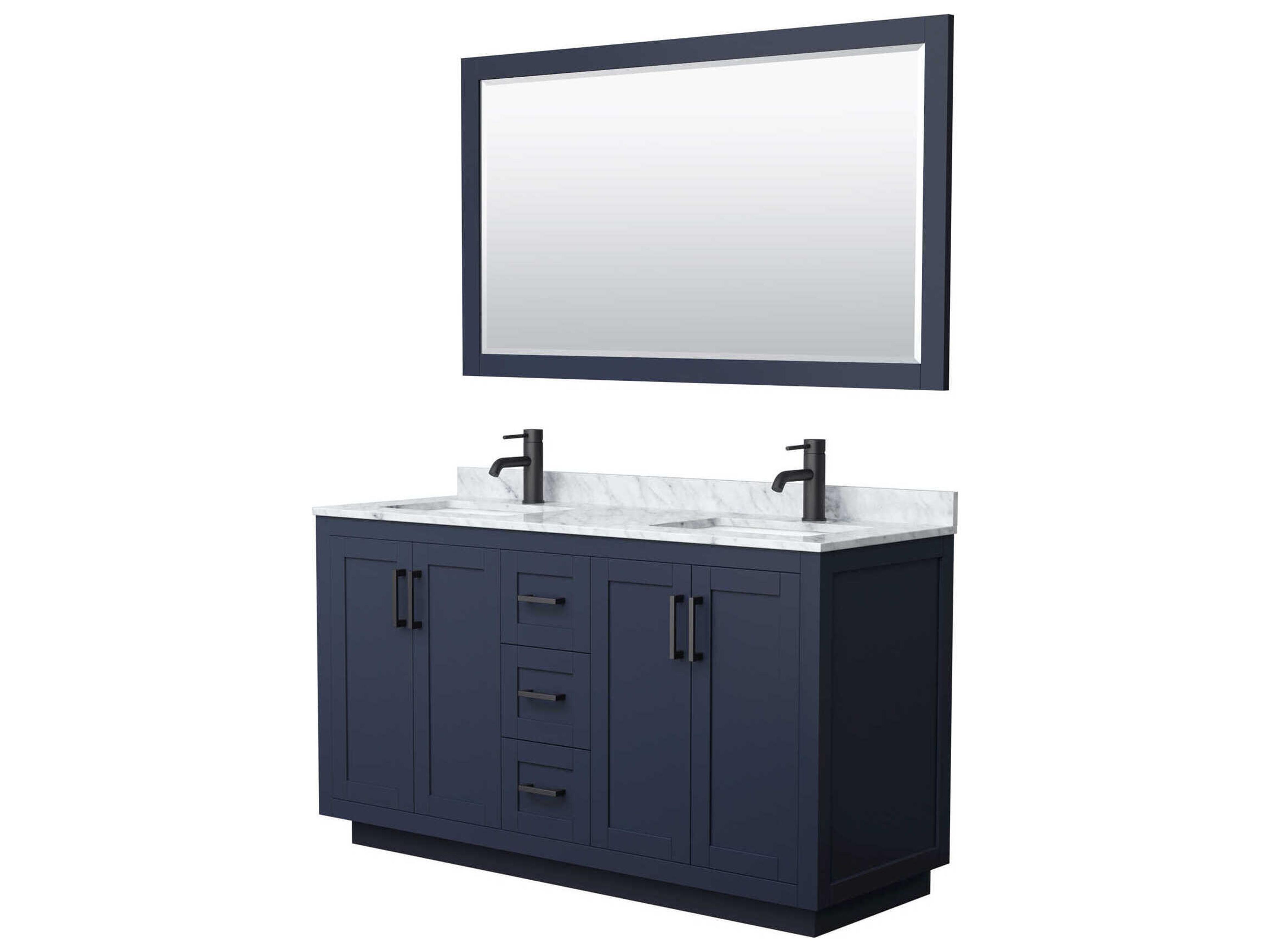 Wyndham Collection Miranda 60" Dark Blue Vanity with 58" Mirror