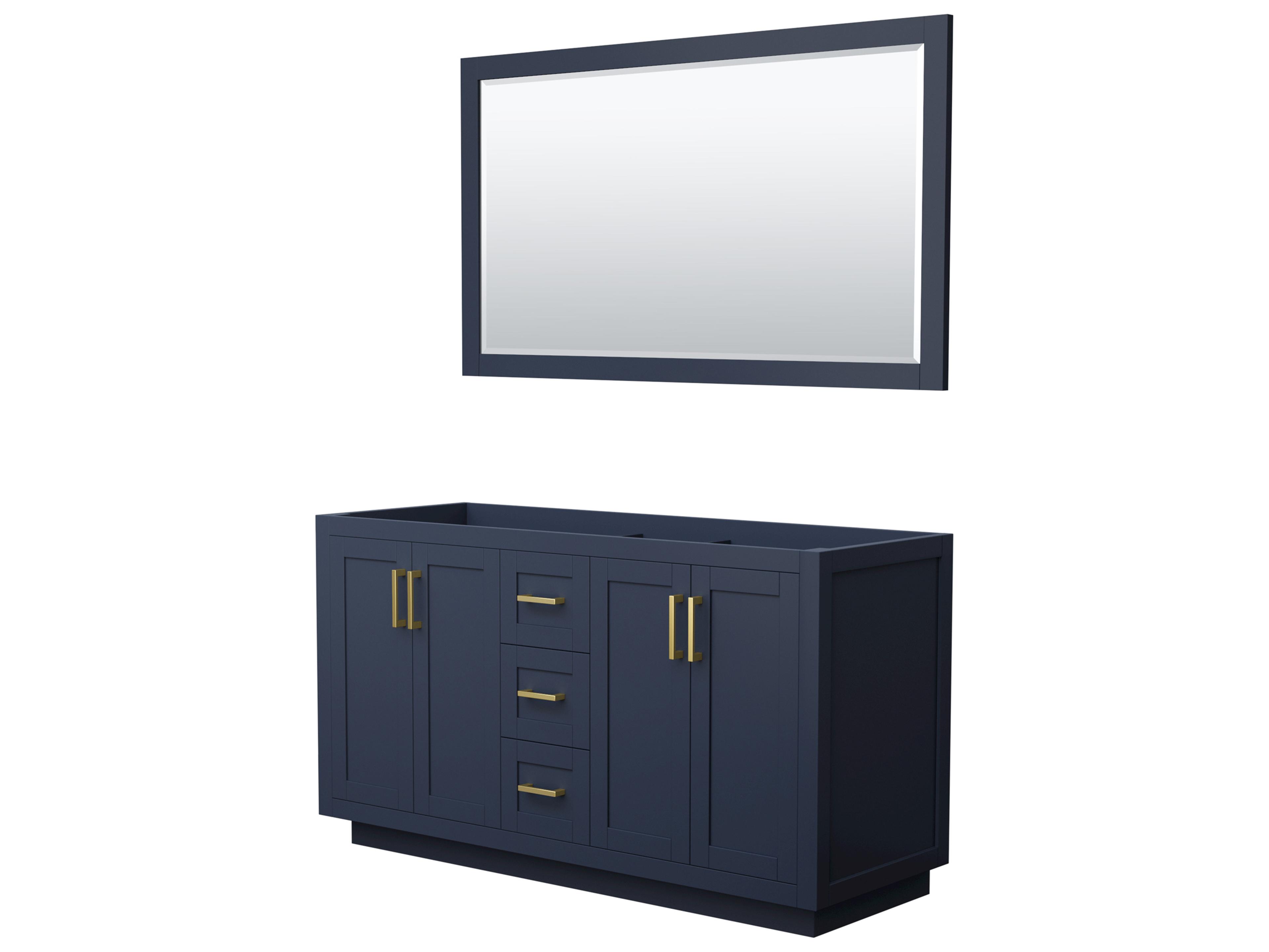 Wyndham Collection Miranda 59" Dark Blue Vanity with 58" Mirror