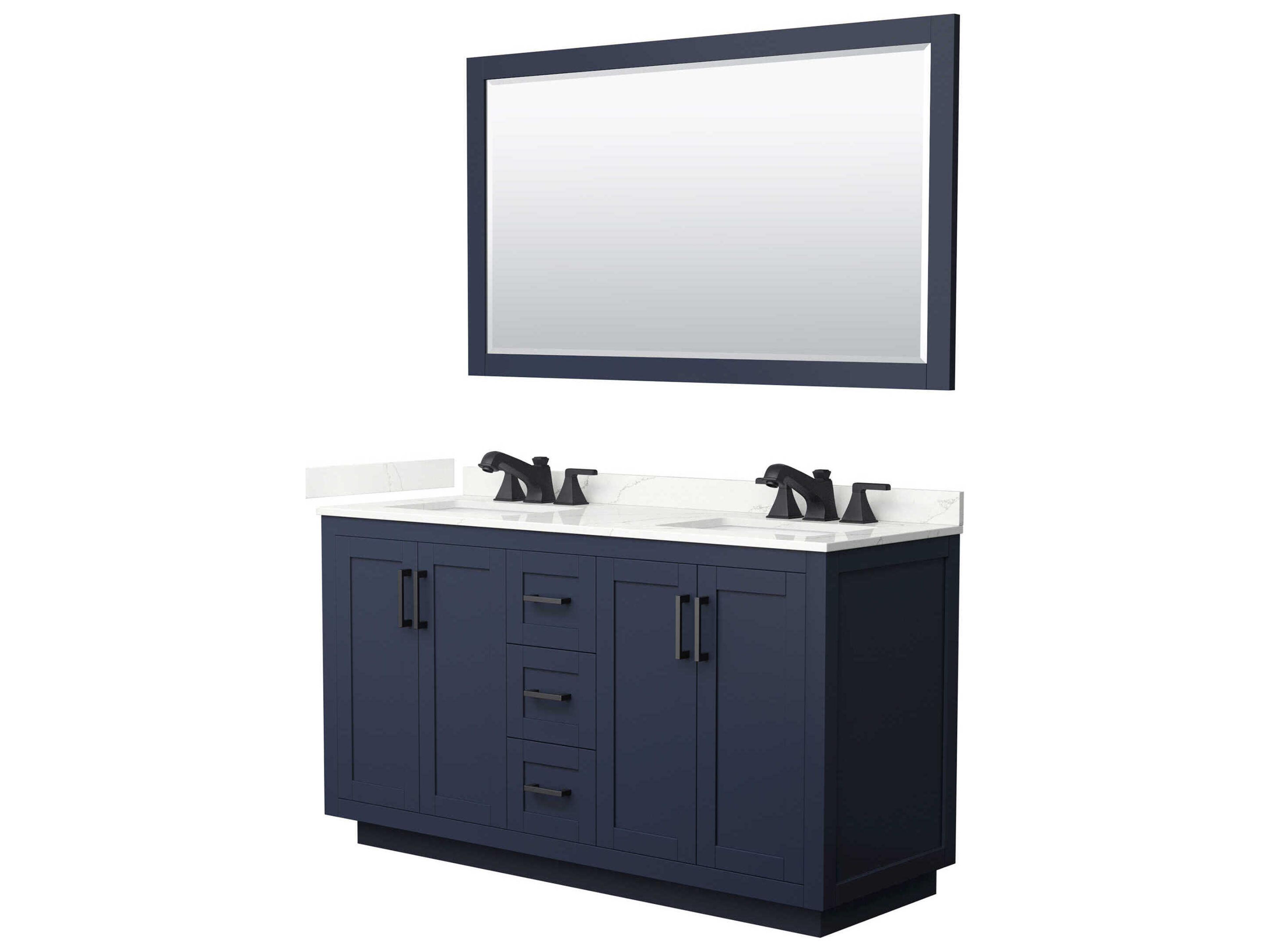 Wyndham Collection Miranda 60" Dark Blue Vanity with 58" Mirror