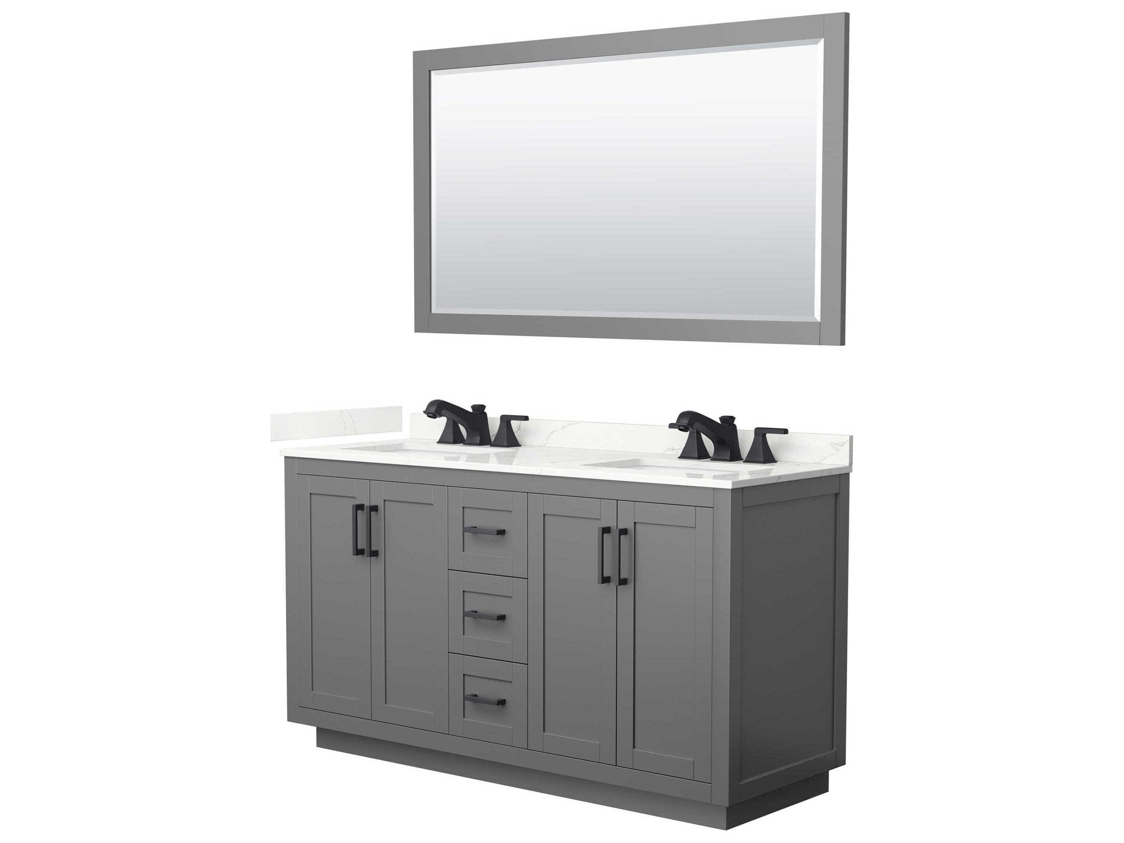 Wyndham Collection Miranda 60" Dark Gray Vanity with 58" Mirror