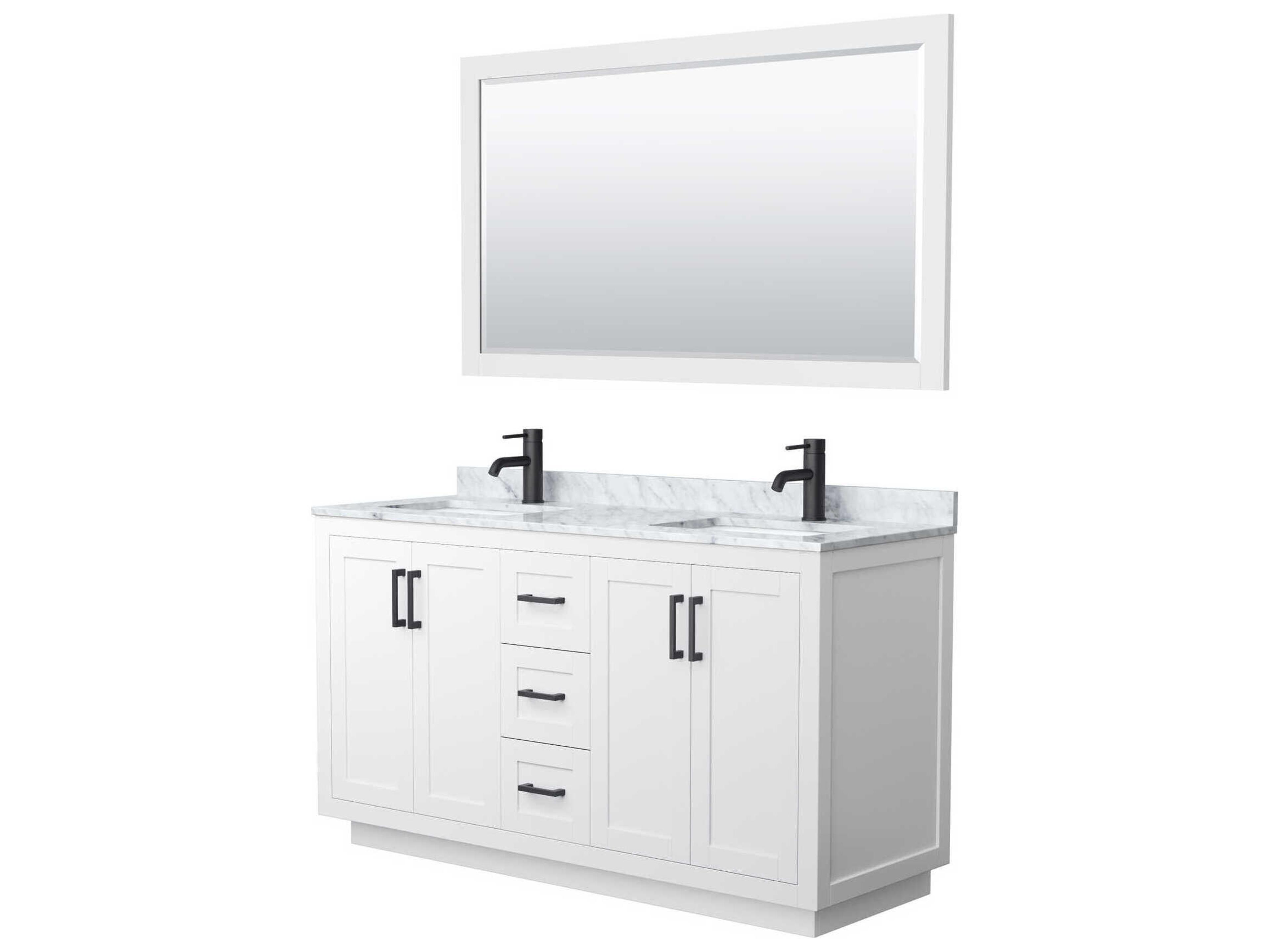 Wyndham Collection Miranda 60" White Vanity with 58" Mirror