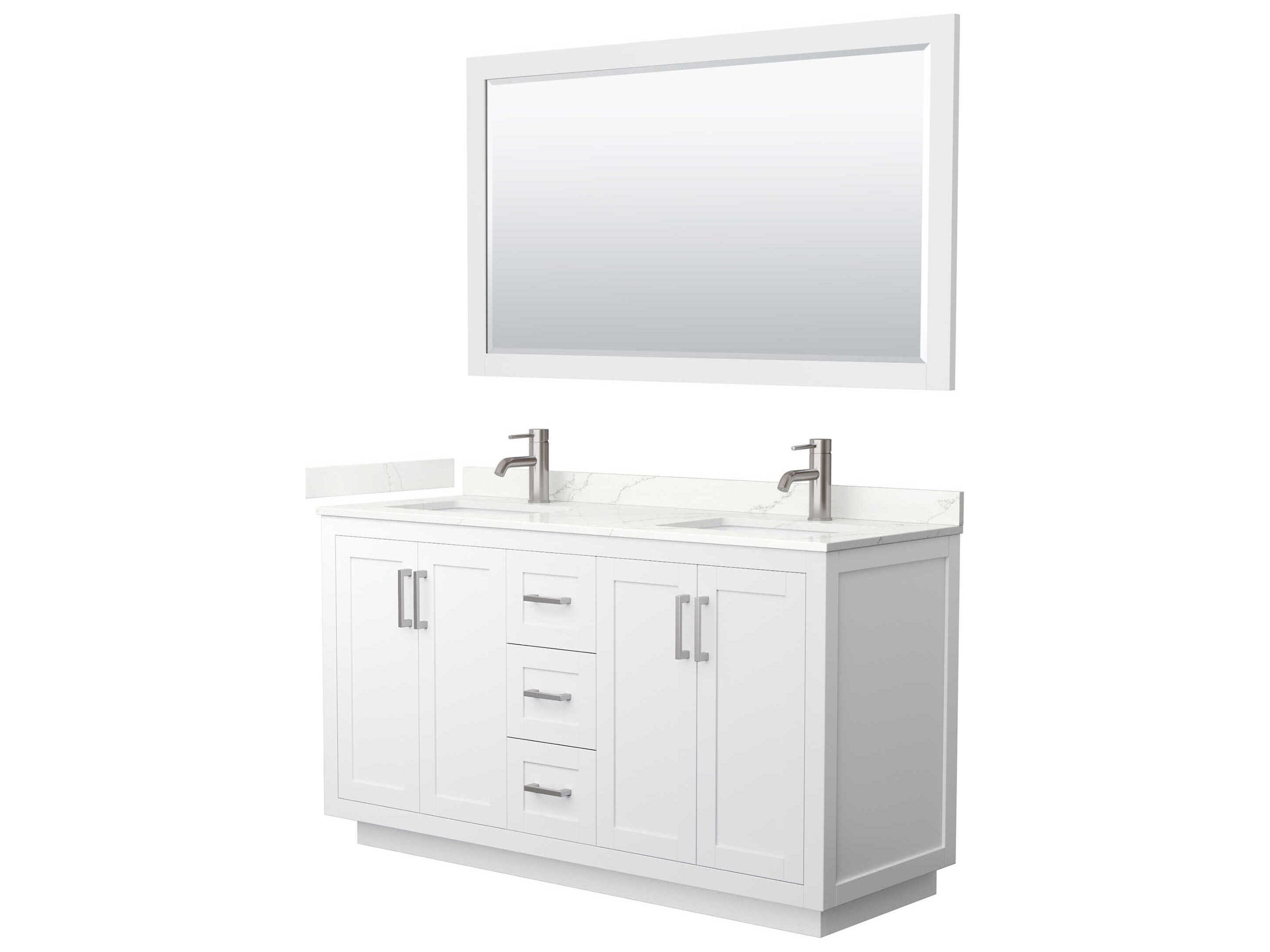 Wyndham Collection Miranda 60" White Vanity with 58" Mirror