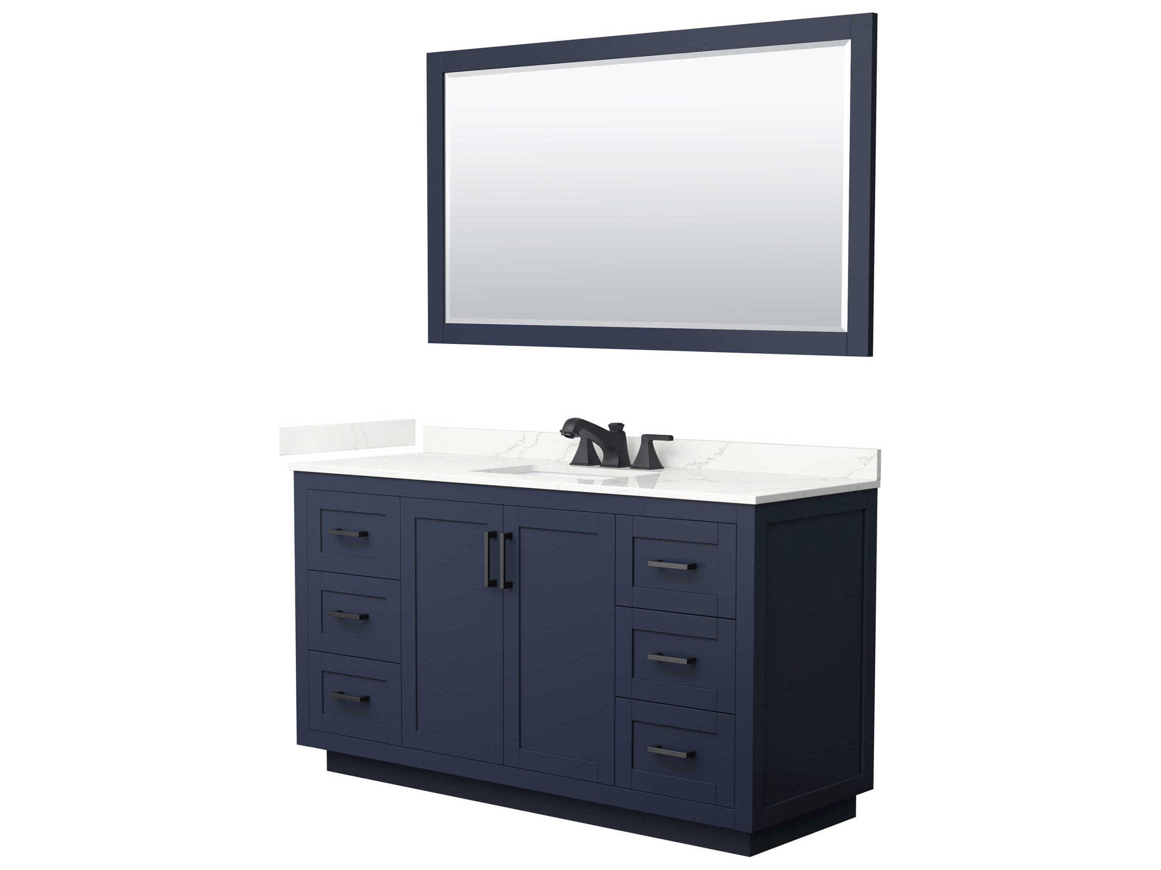 Wyndham Collection Miranda 60" Dark Blue Vanity with 58" Mirror