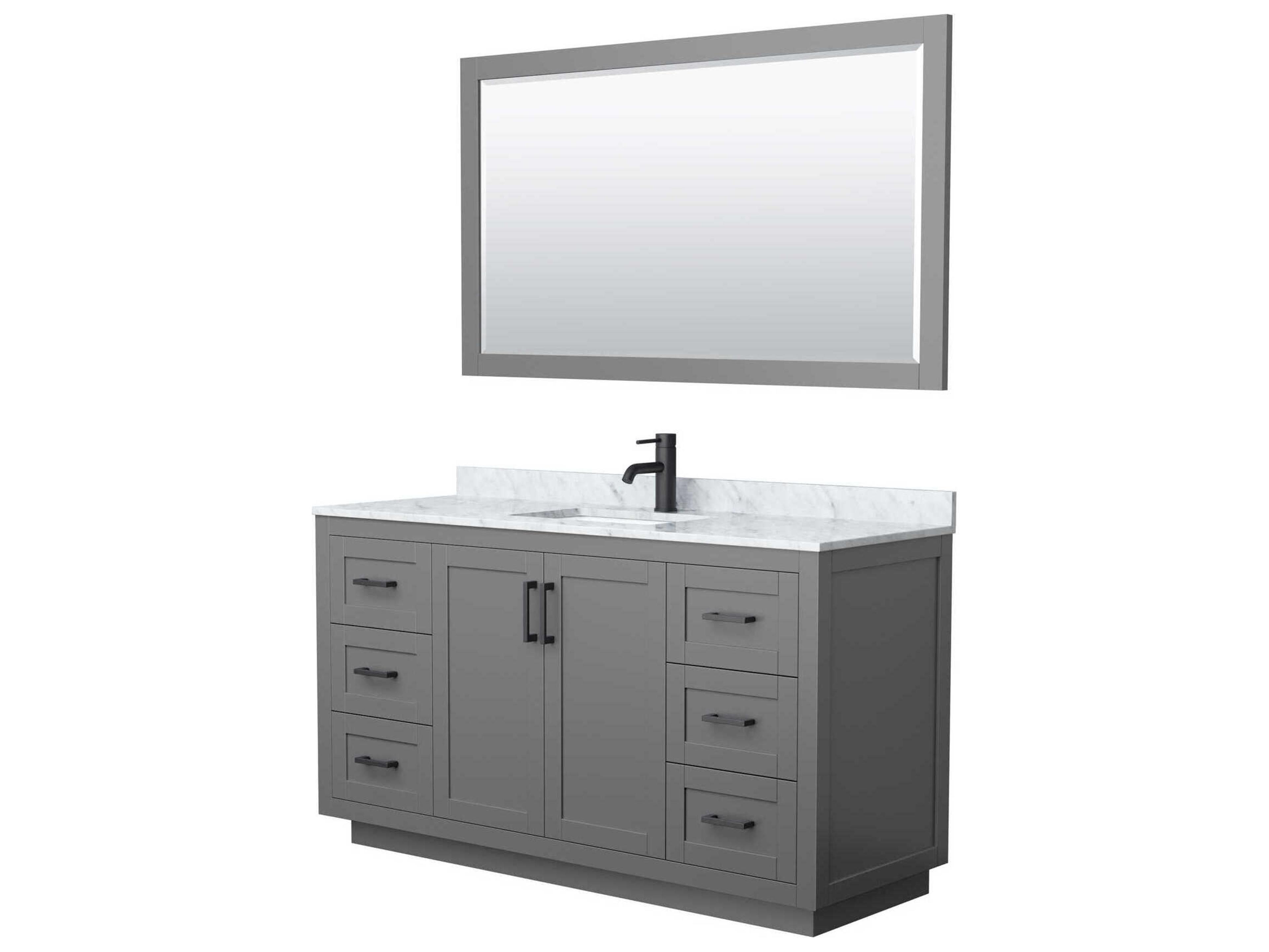 Wyndham Collection Miranda 60" Dark Gray Vanity with 58" Mirror