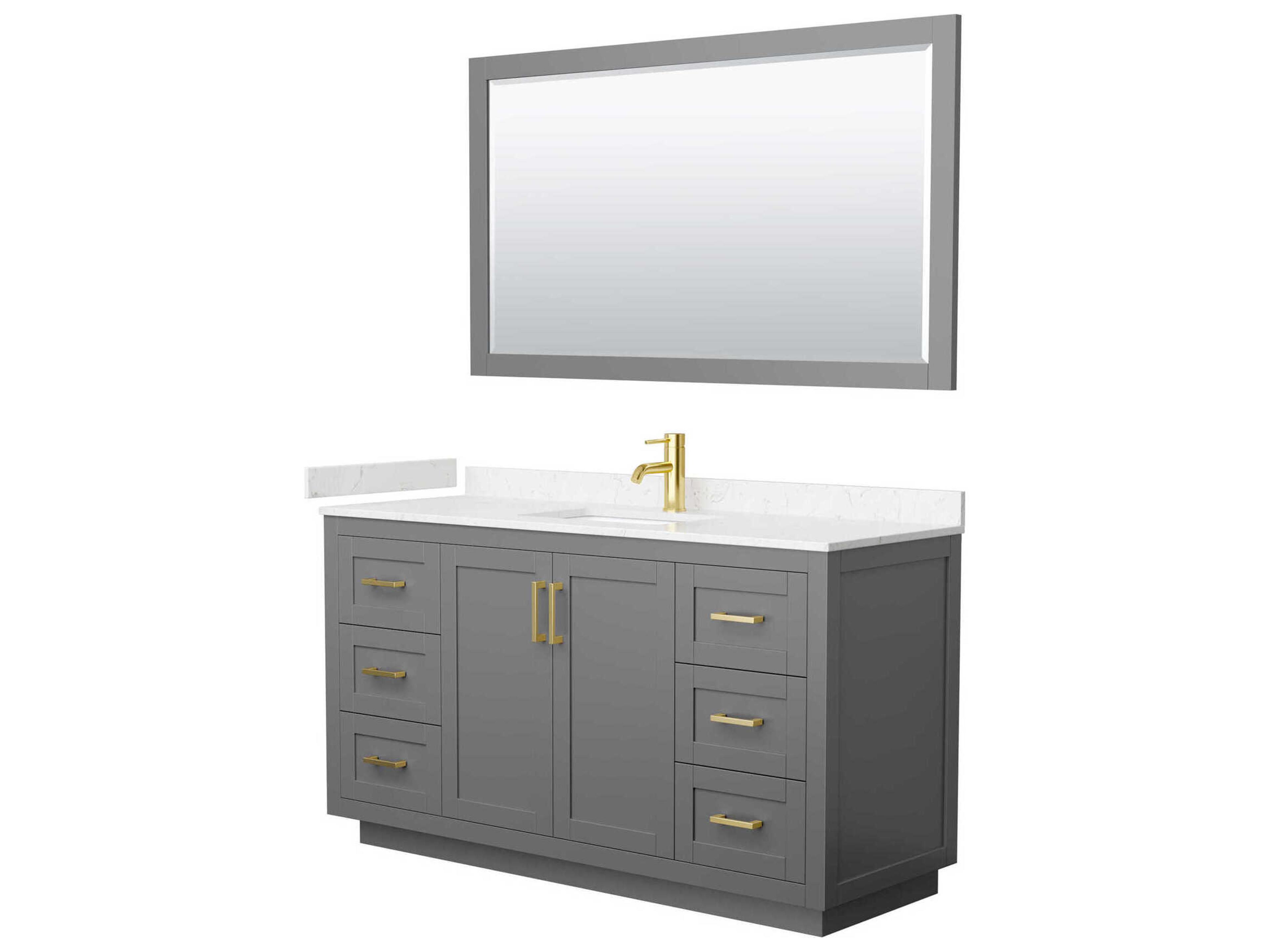 Wyndham Collection Miranda 60" Dark Gray Vanity with 58" Mirror