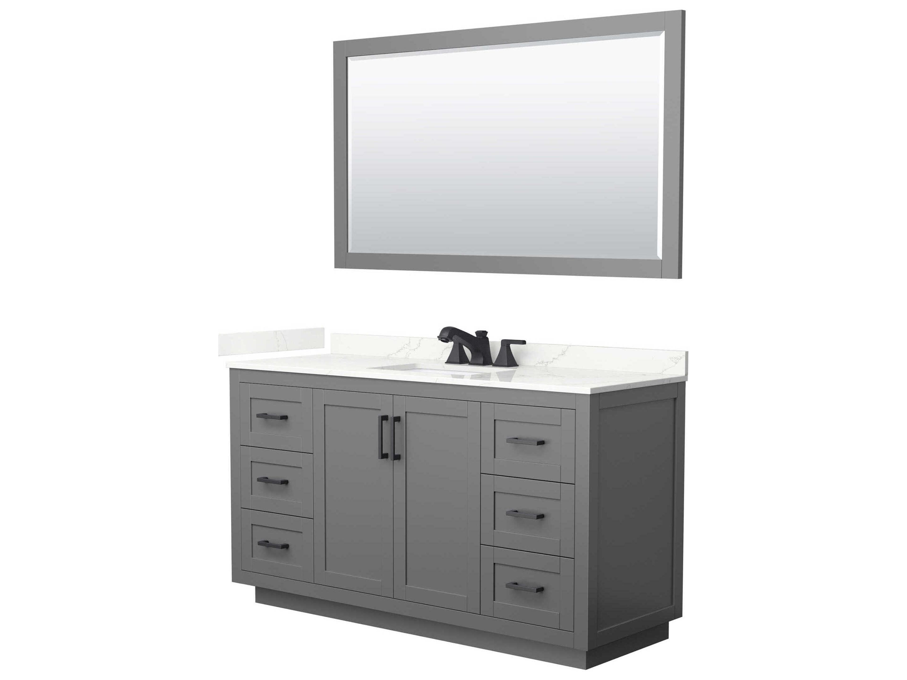 Wyndham Collection Miranda 60" Dark Gray Vanity with 58" Mirror