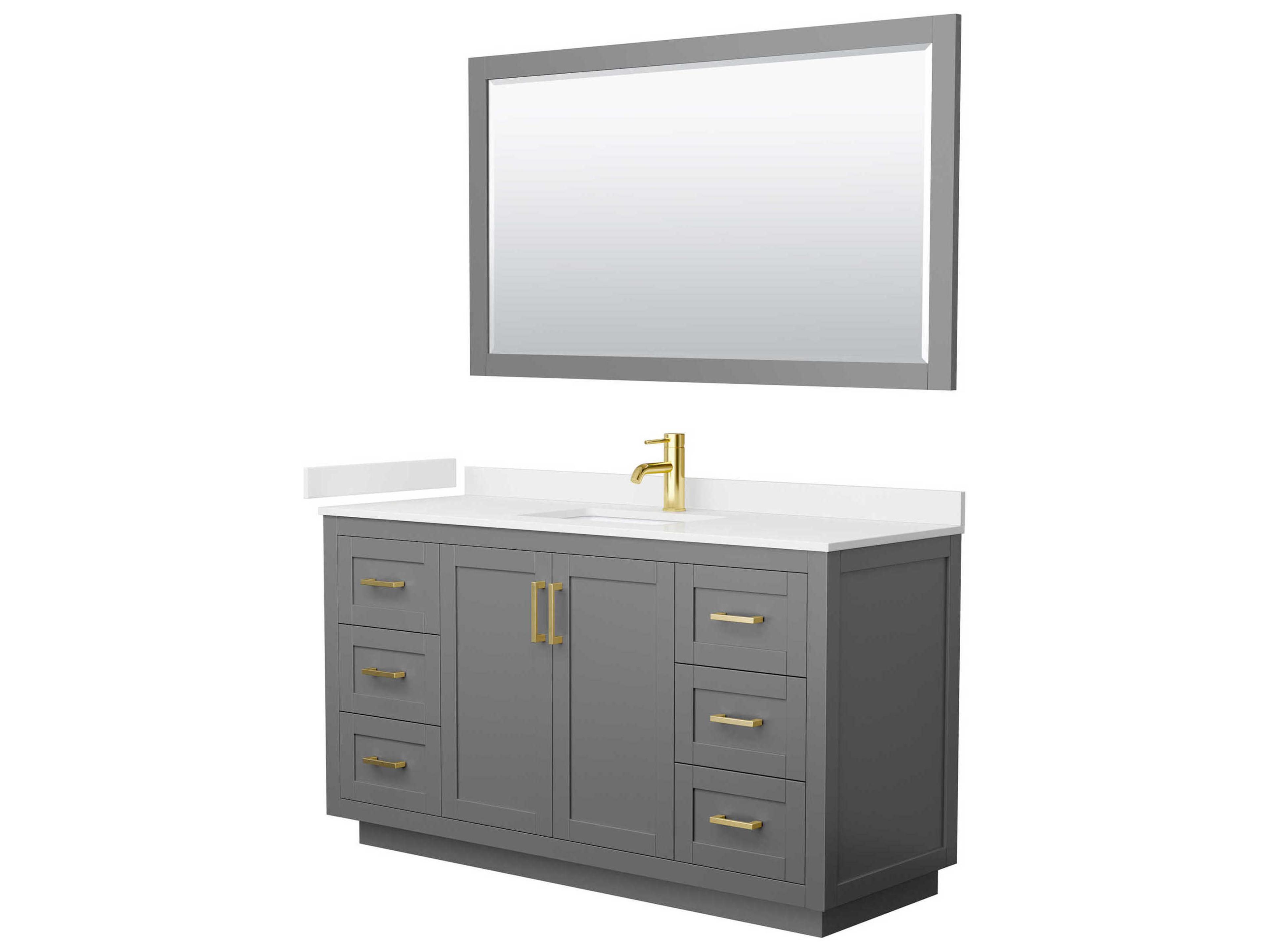 Wyndham Collection Miranda 60" Dark Gray Vanity with 58" Mirror