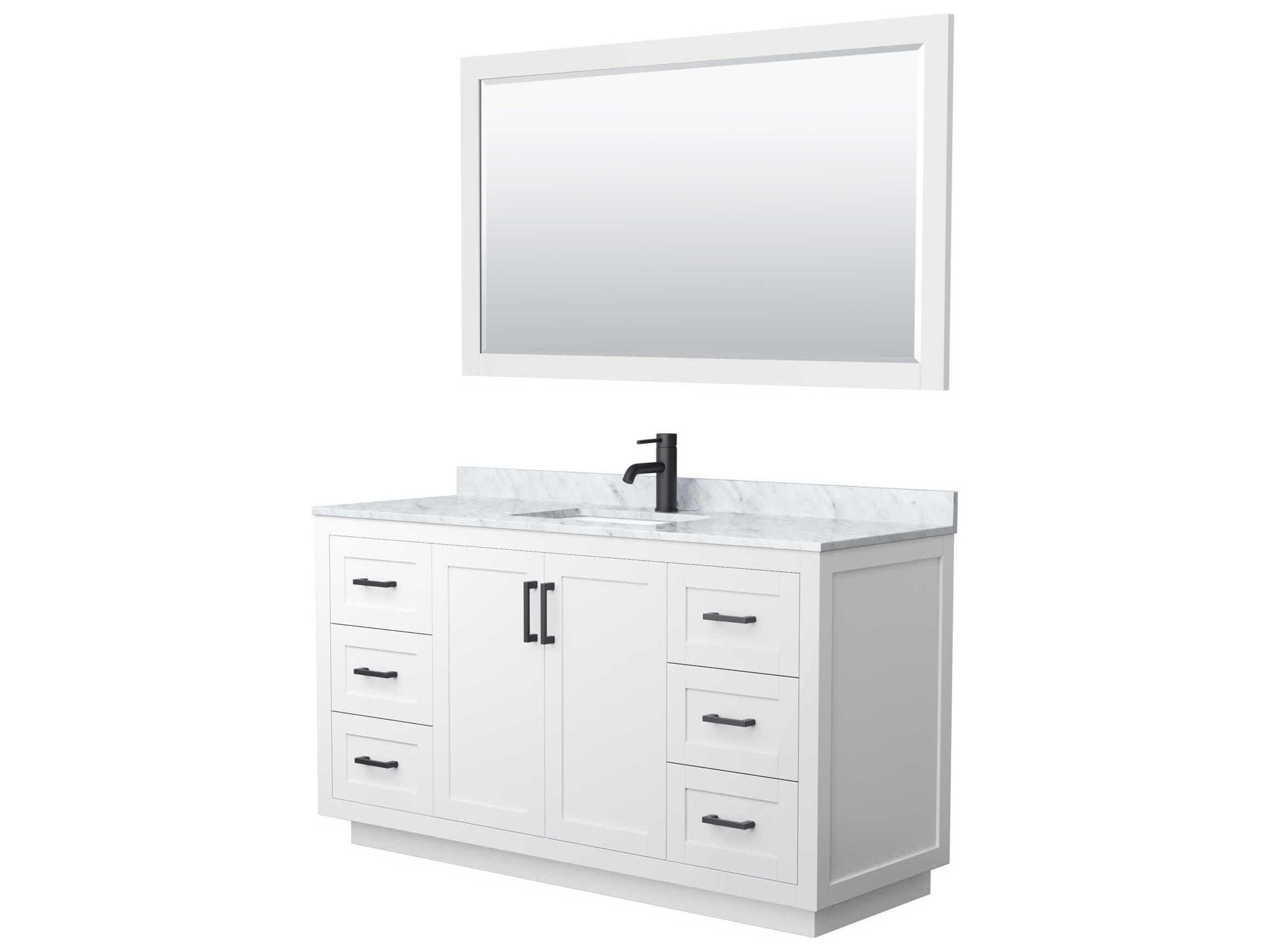 Wyndham Collection Miranda 60" White Vanity with 58" Mirror