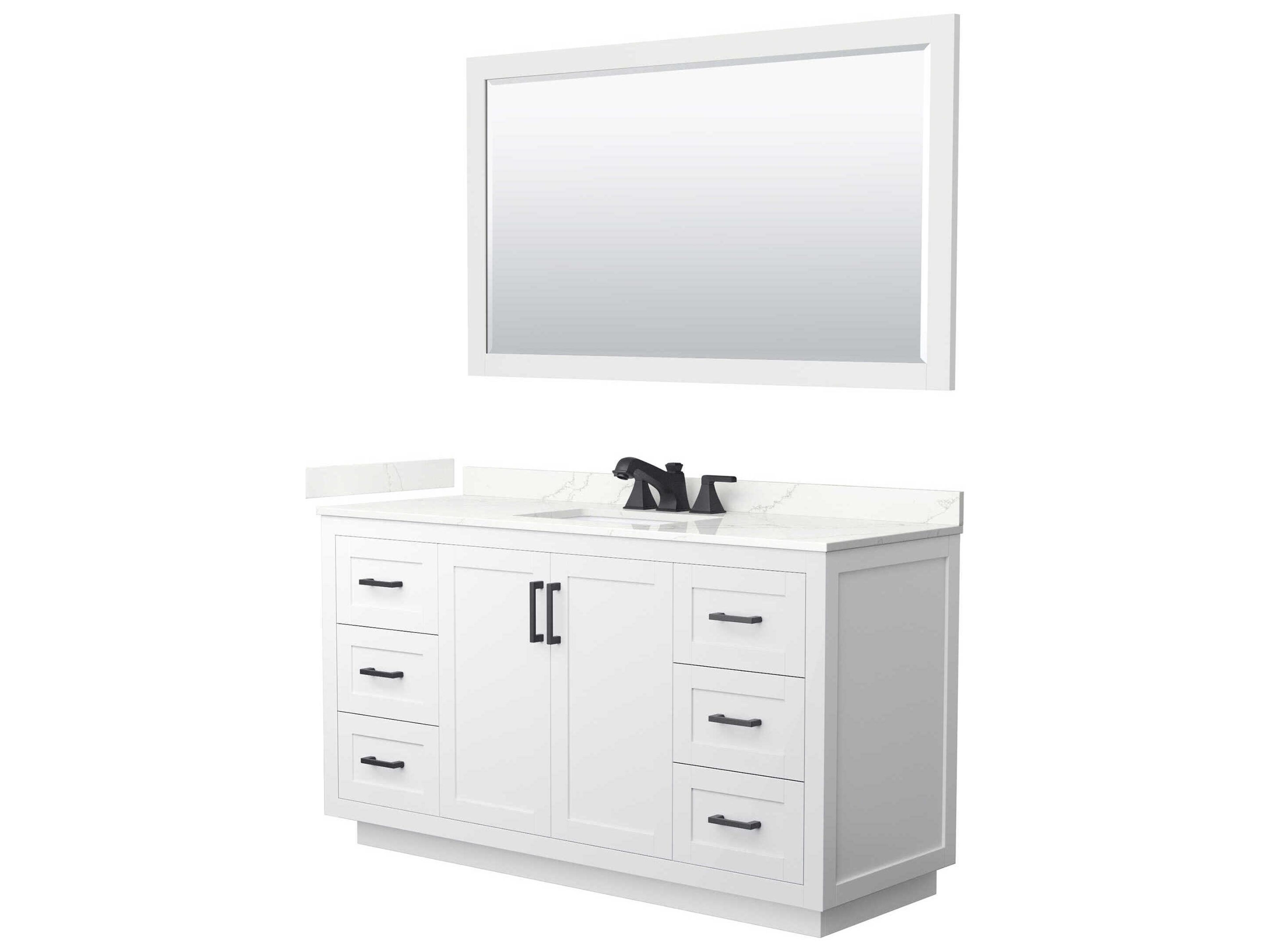 Wyndham Collection Miranda 60" White Vanity with 58" Mirror