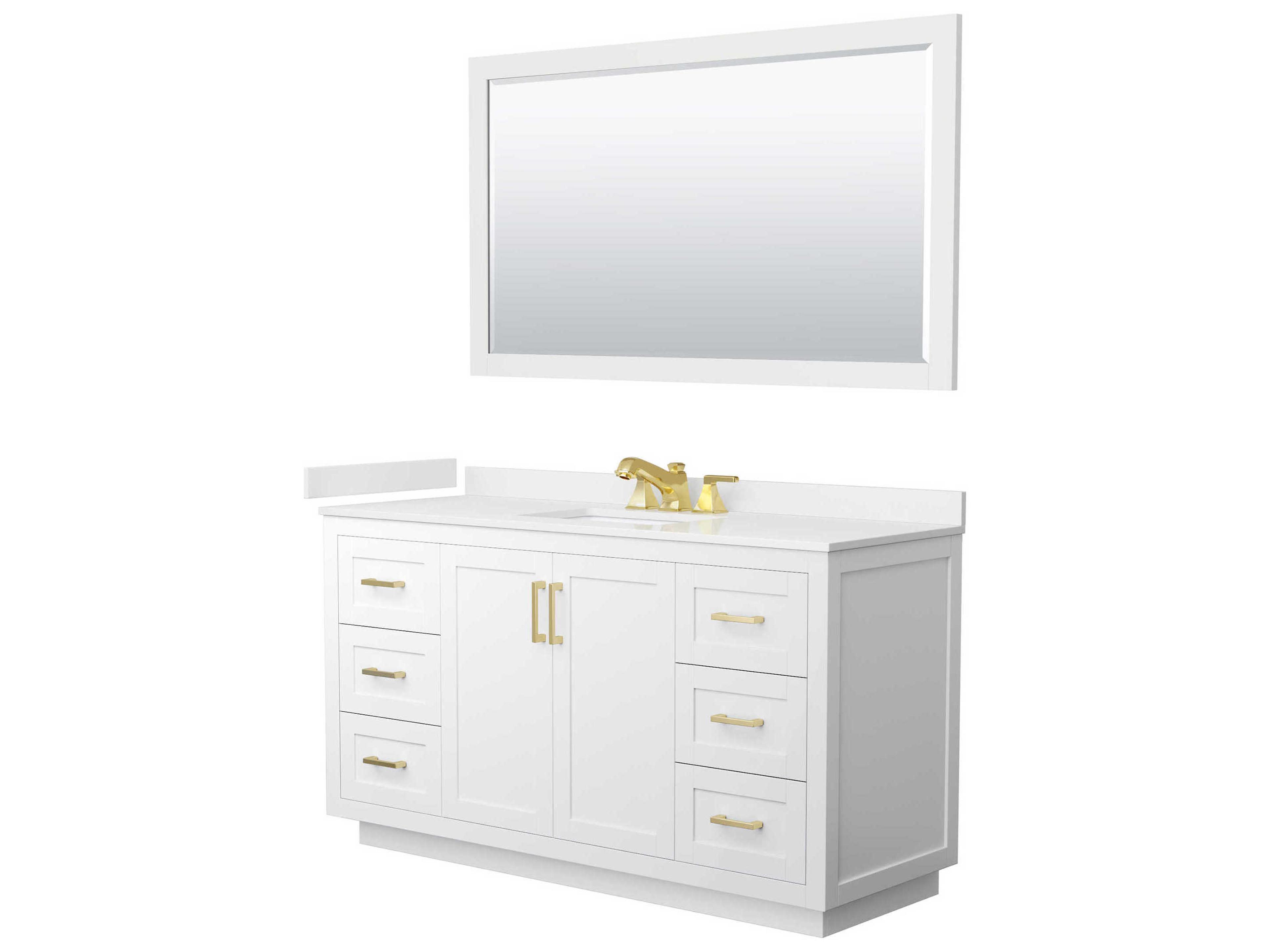 Wyndham Collection Miranda 60" White Vanity with 58" Mirror