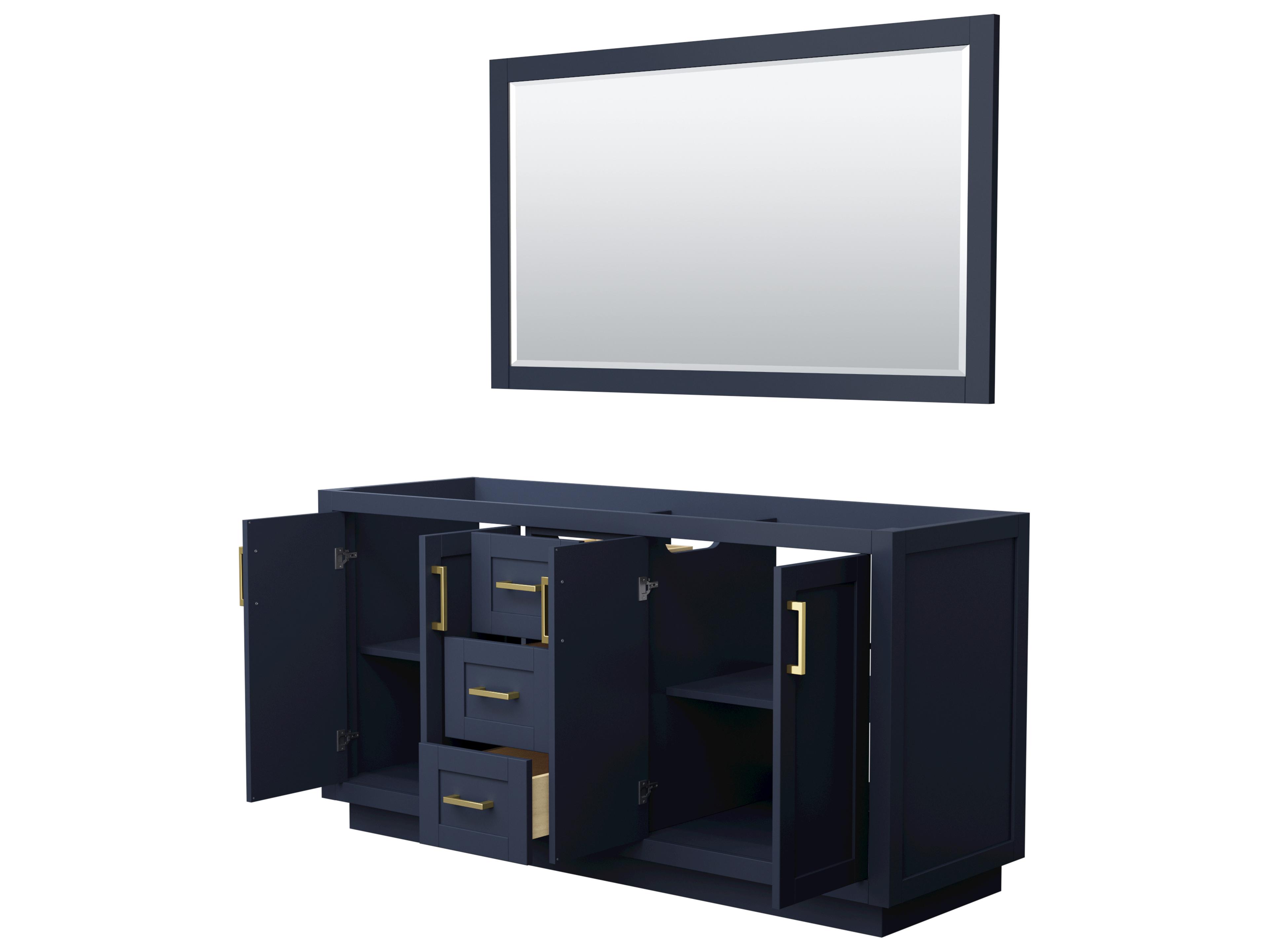 Wyndham Collection Miranda 65" Dark Blue Vanity with 58" Mirror
