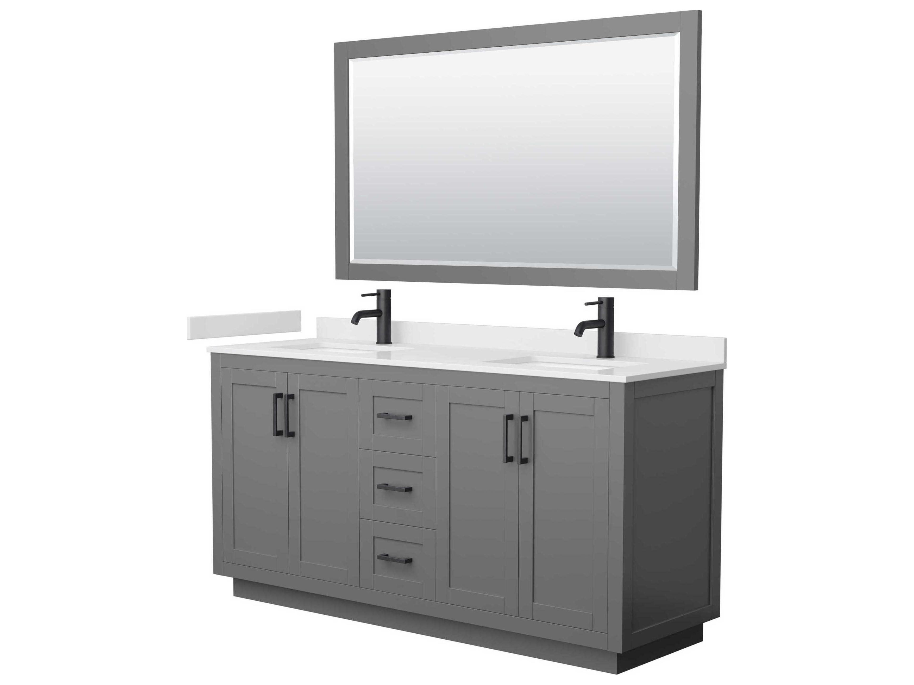 Wyndham Collection Miranda 66" Dark Gray Vanity with 58" Mirror
