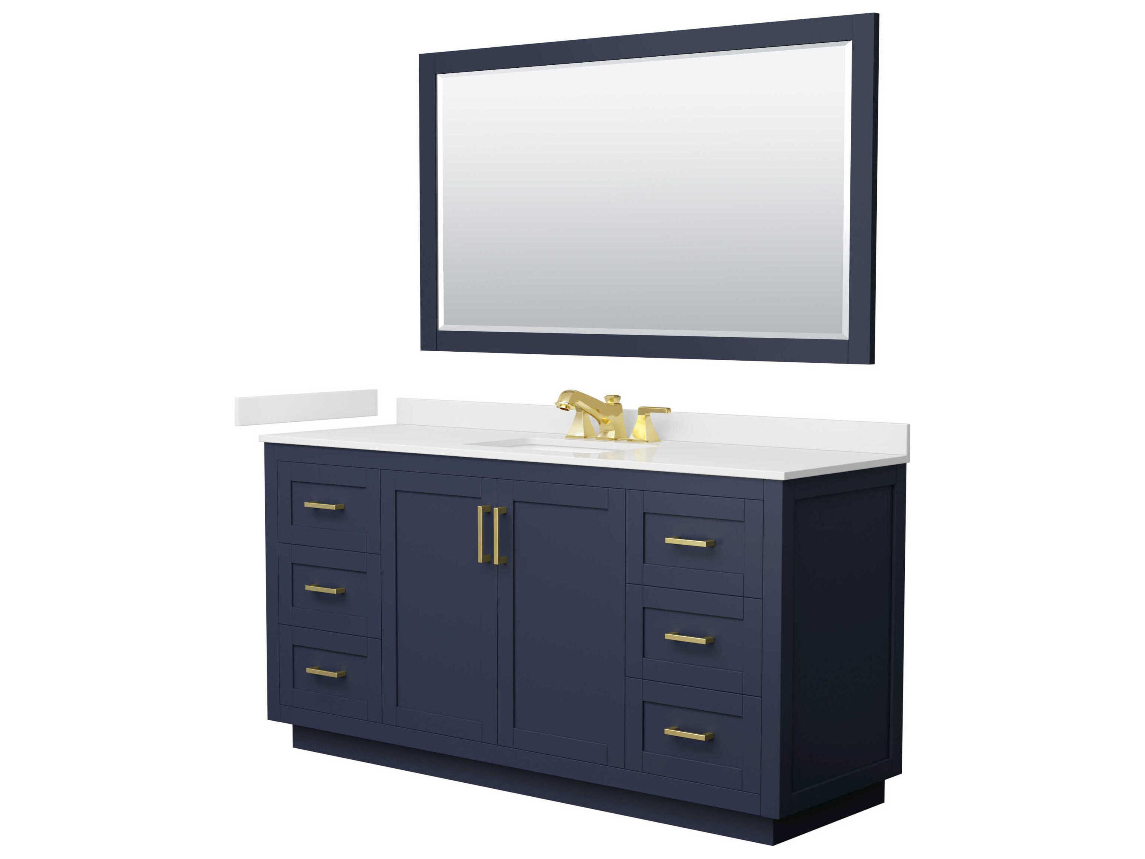 Wyndham Collection Miranda 66" Dark Blue Vanity with 58" Mirror