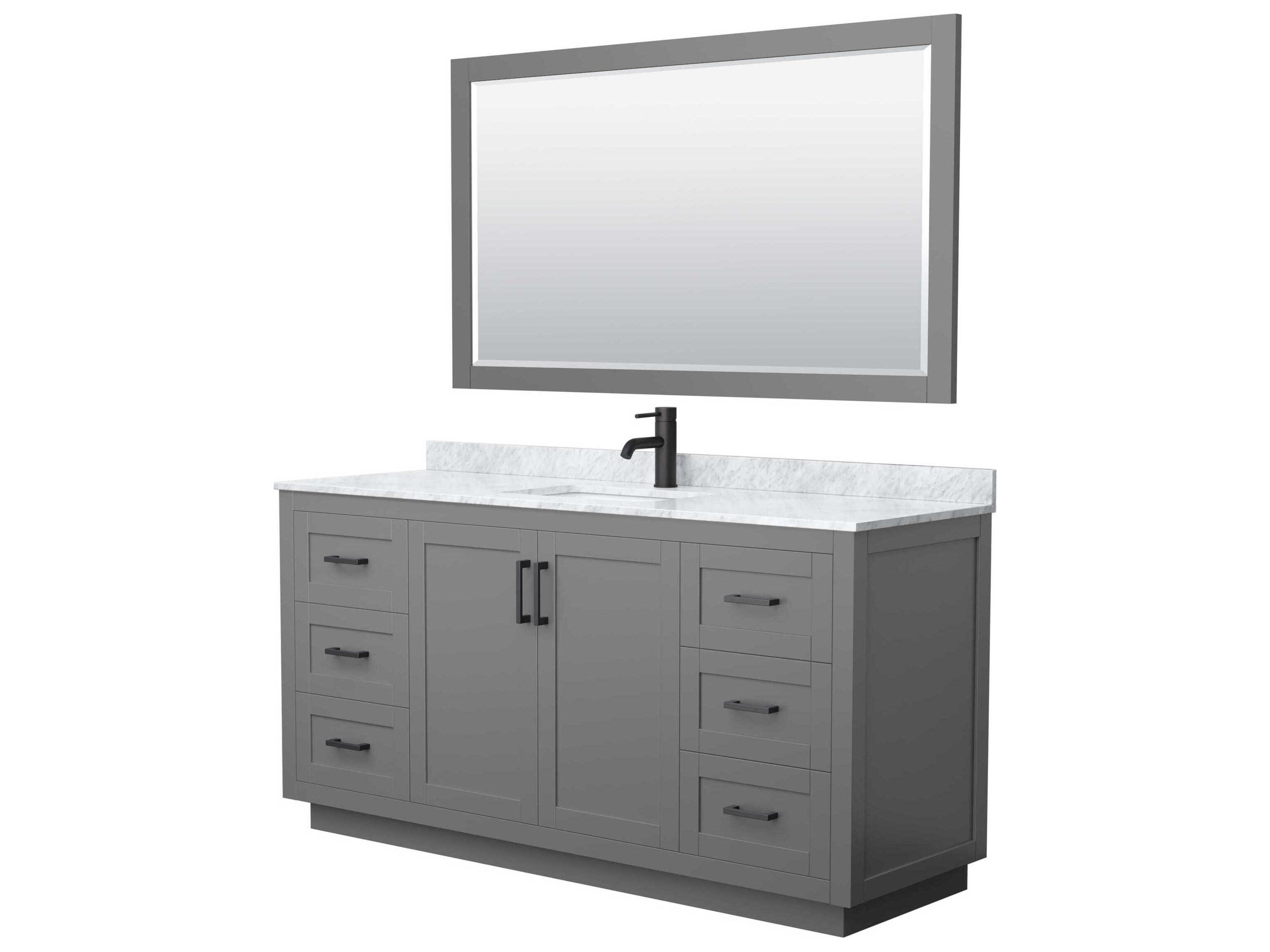 Wyndham Collection Miranda 66" Dark Gray Vanity with 58" Mirror
